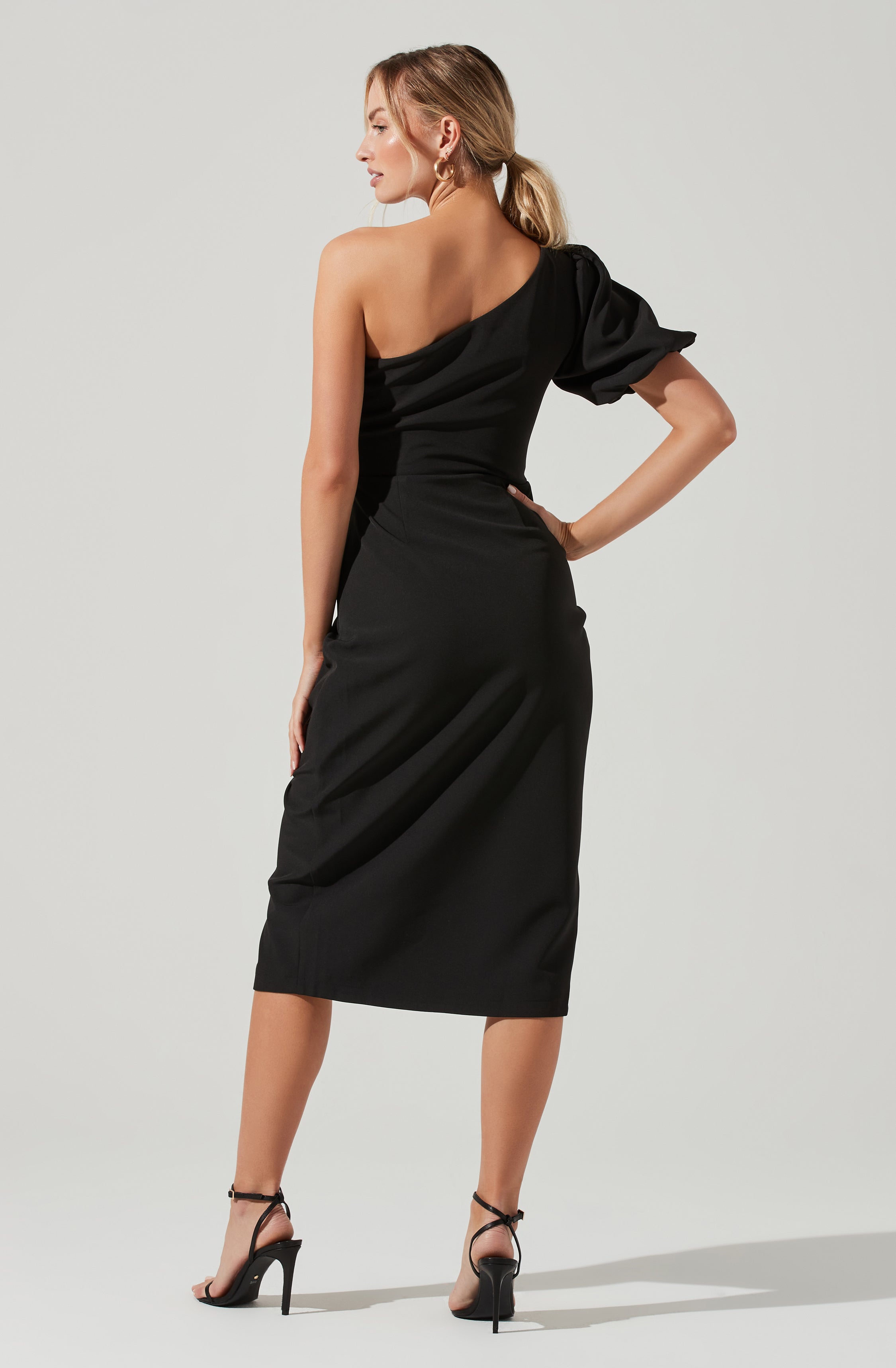 Joelle One Shoulder Midi Dress-Aljck