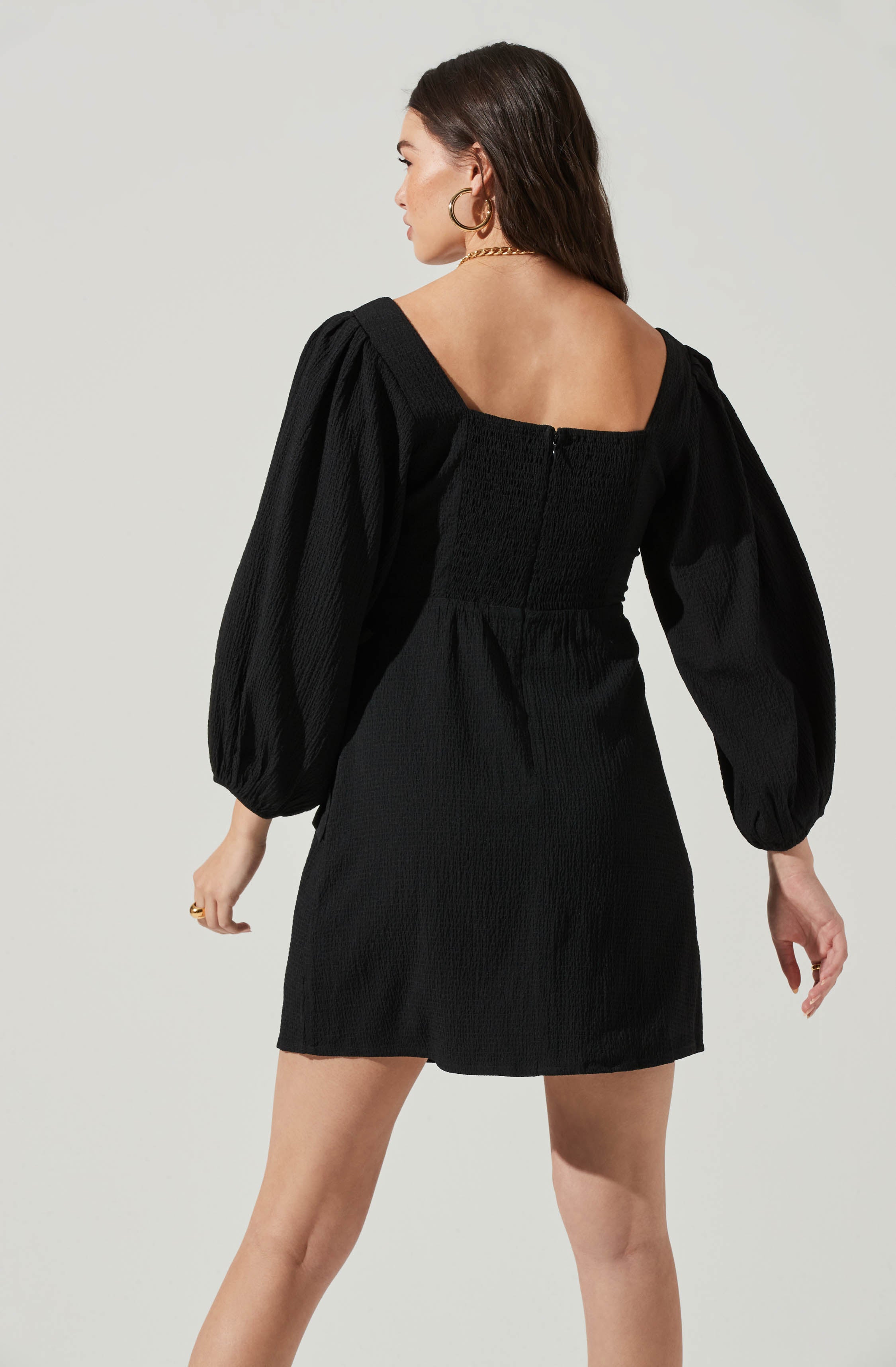 Center Cutout Wrap Skirt Mini Dress-Aljck