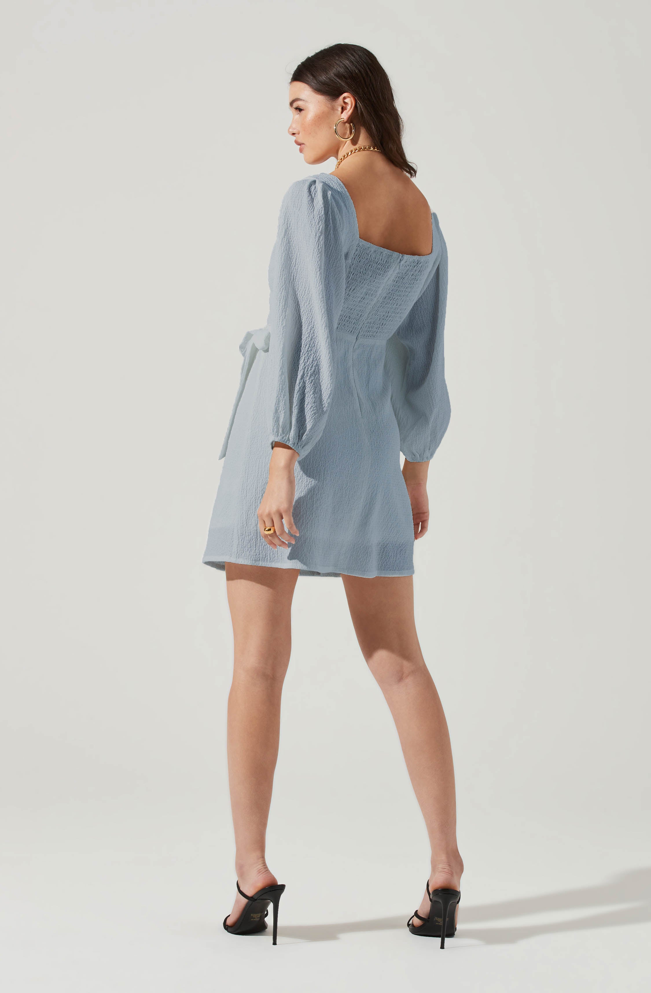 Center Cutout Wrap Skirt Mini Dress-Aljck