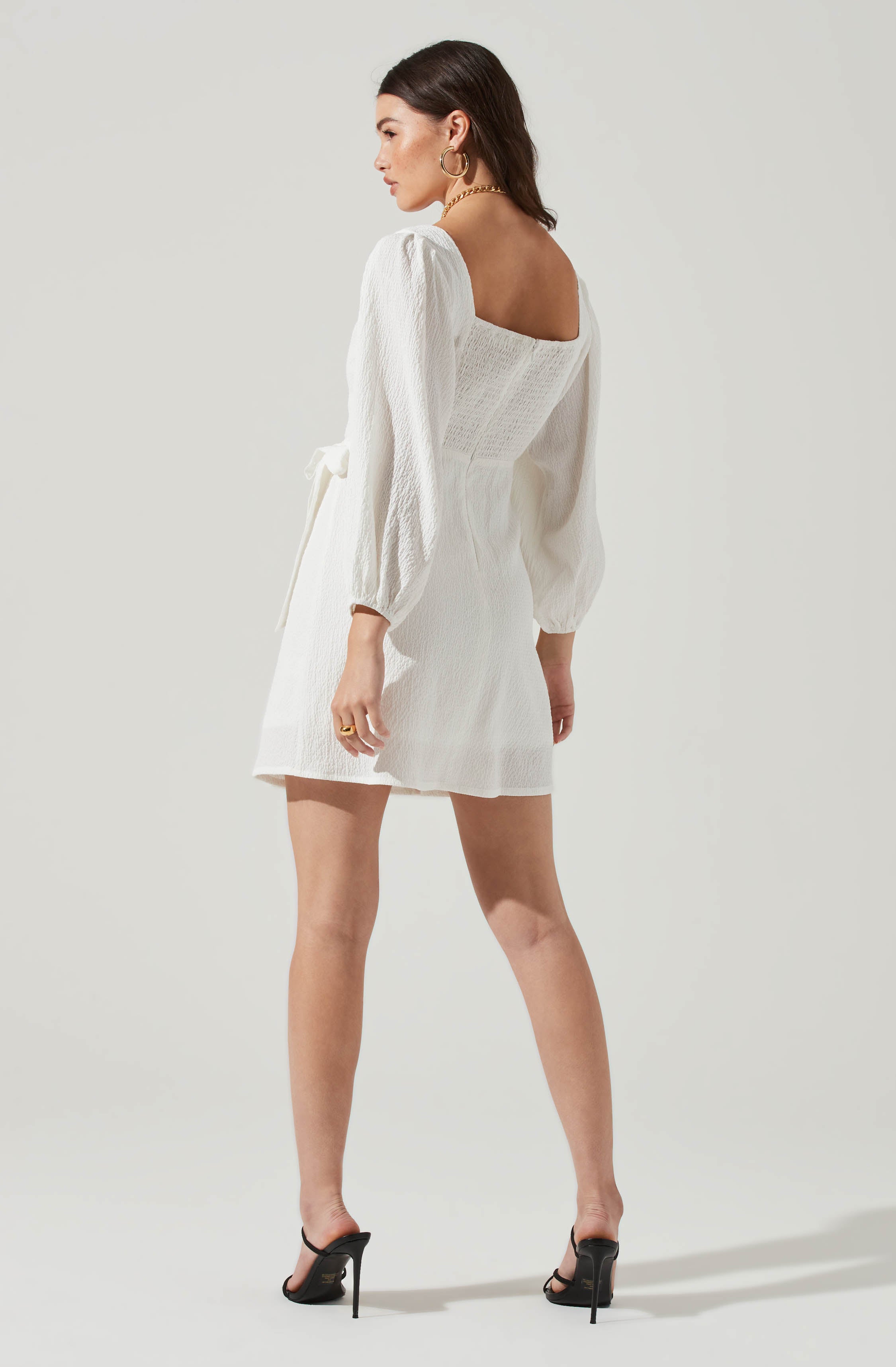 Center Cutout Wrap Skirt Mini Dress-Aljck