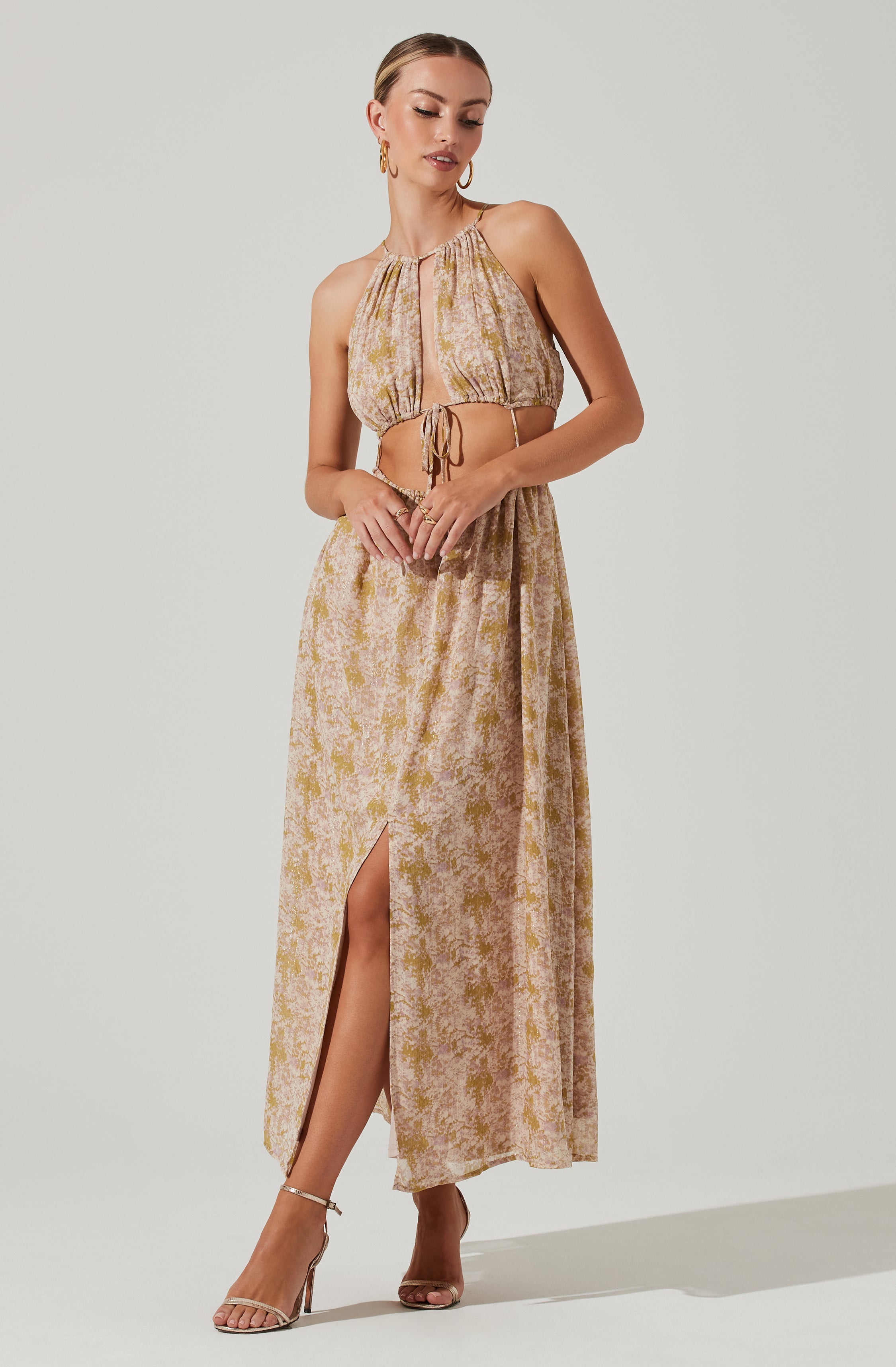Mid Cutout Sleeveless Maxi Dress-Aljck