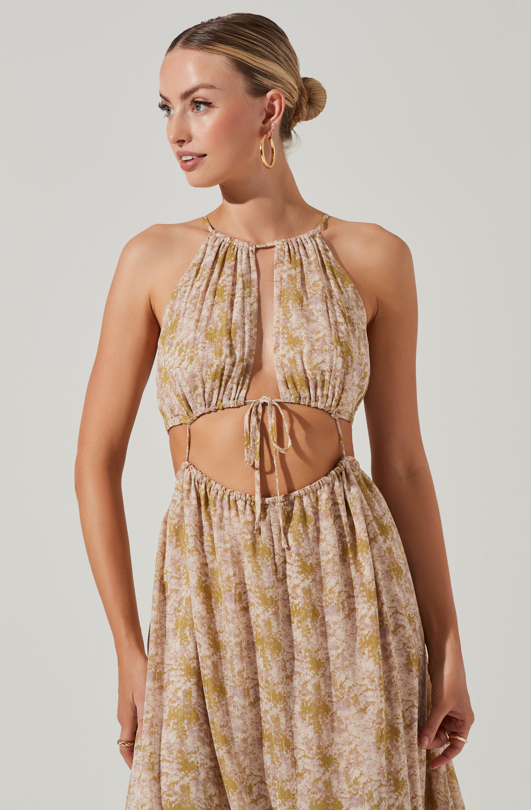 Mid Cutout Sleeveless Maxi Dress-Aljck