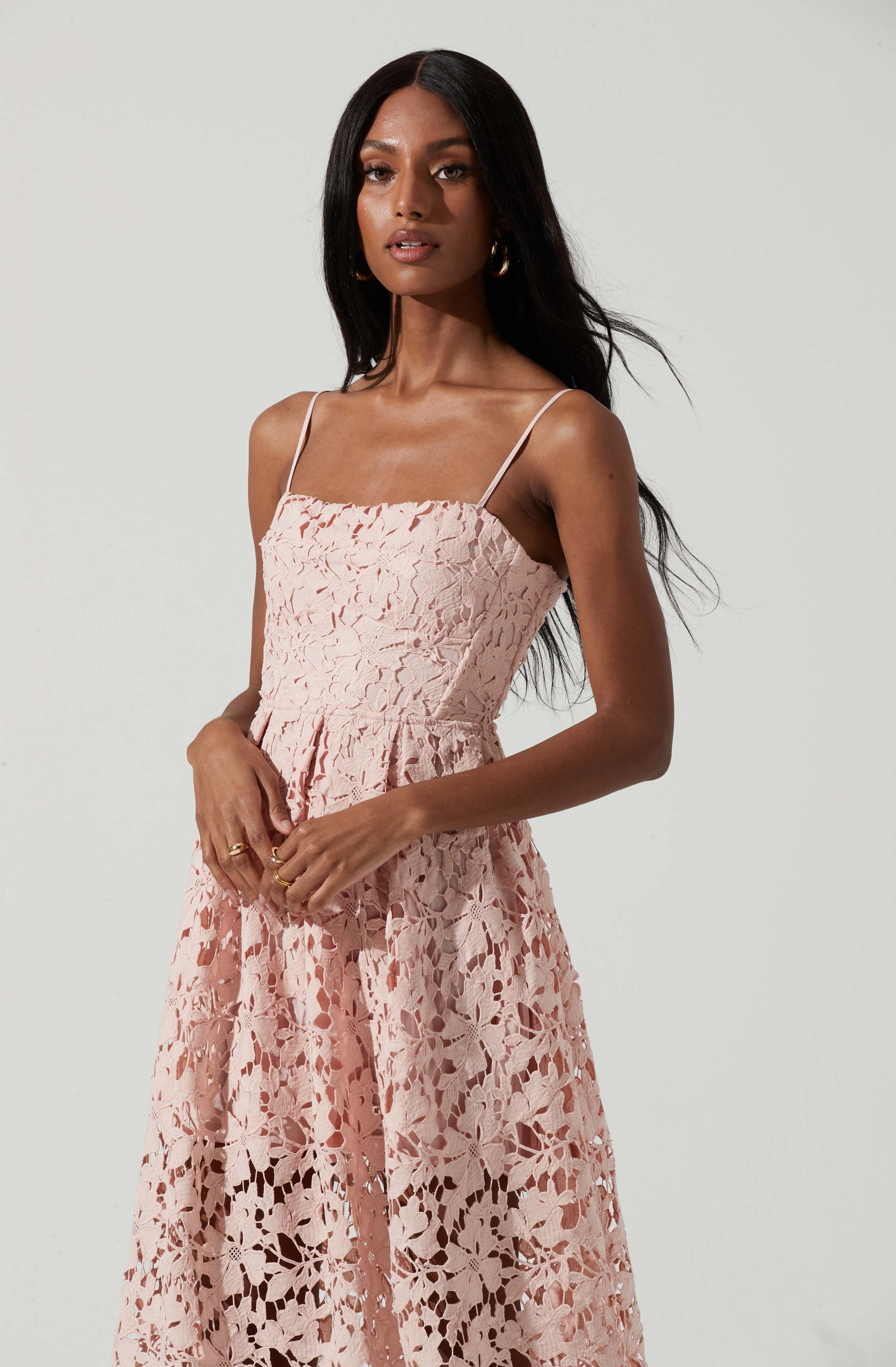 Joyce Corset Back Lace Midi Dress-Aljck