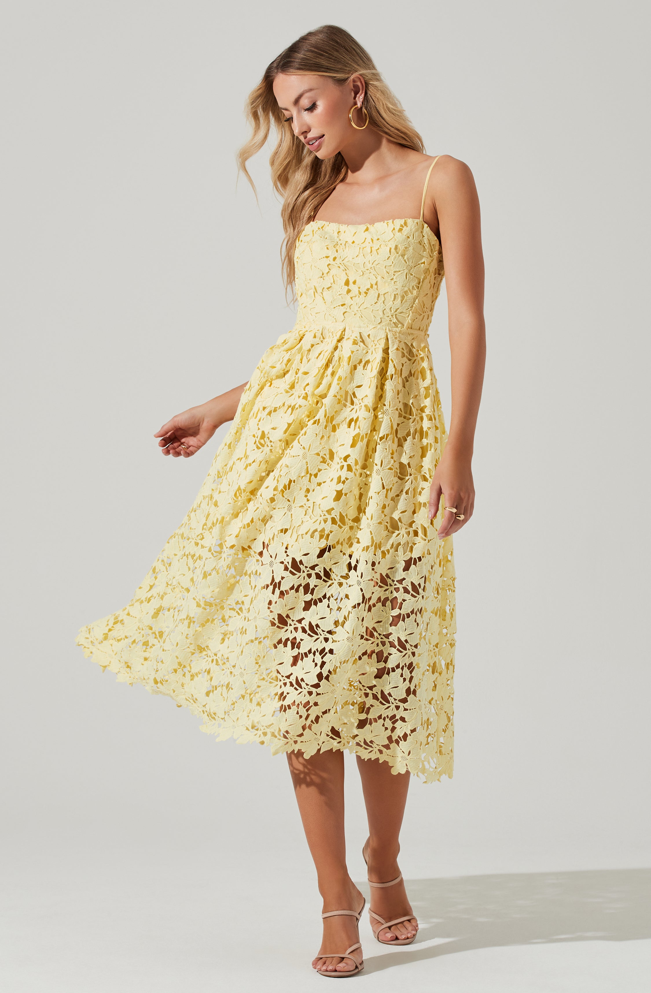 Joyce Corset Back Lace Midi Dress-Aljck