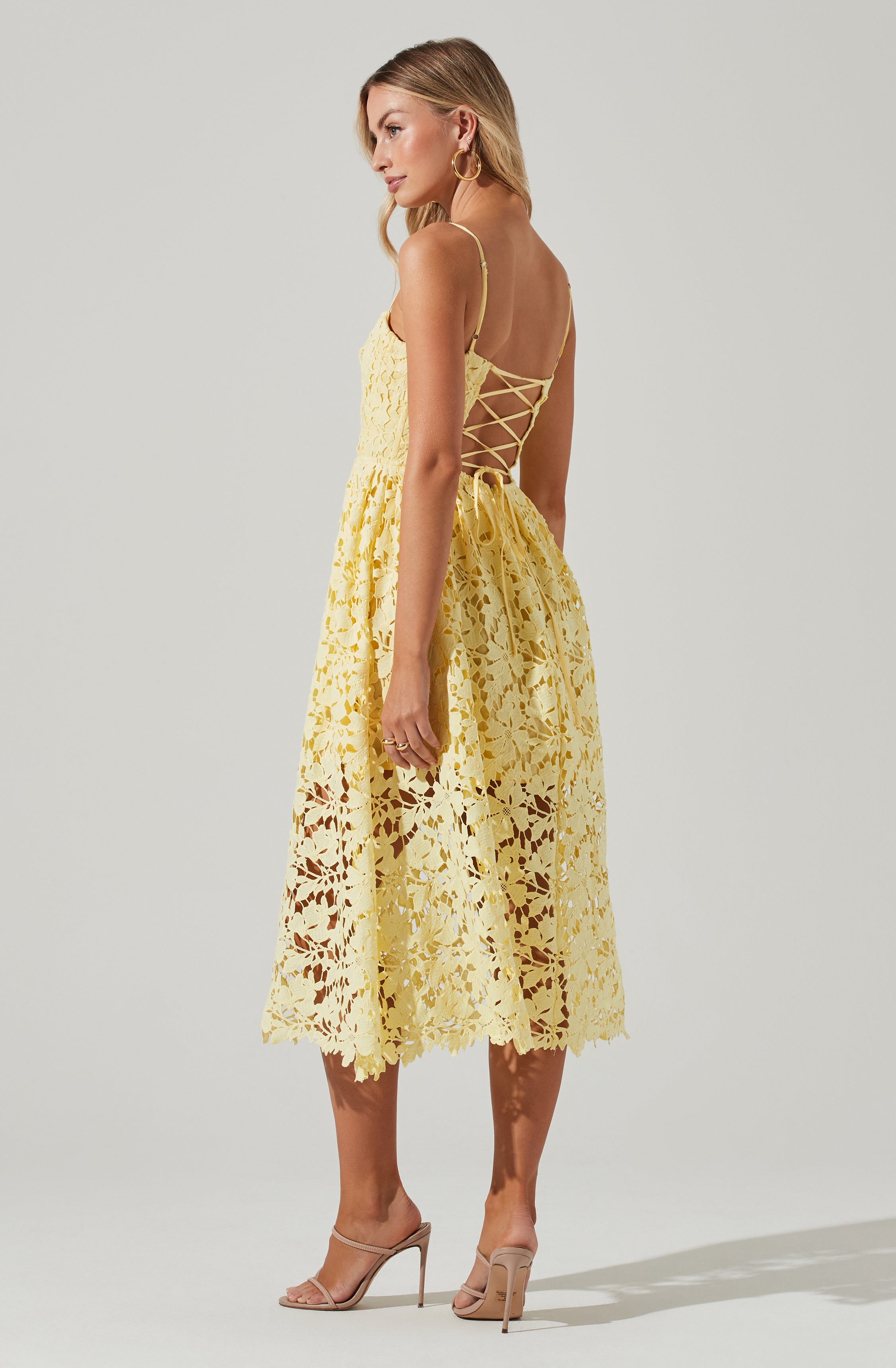 Joyce Corset Back Lace Midi Dress-Aljck