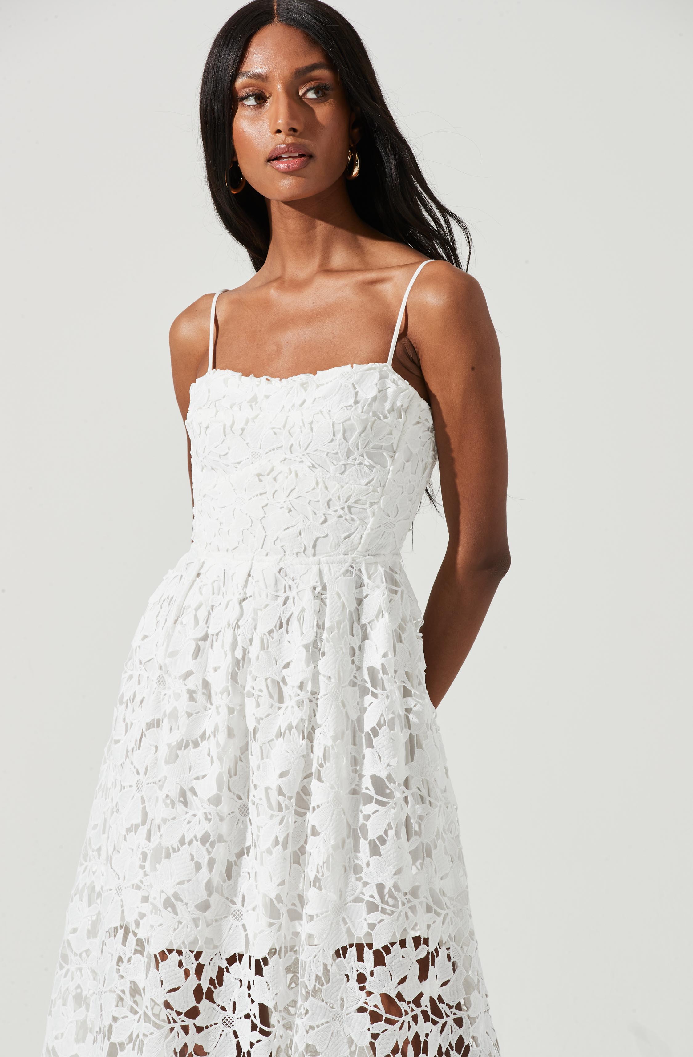 Joyce Corset Back Lace Midi Dress-Aljck