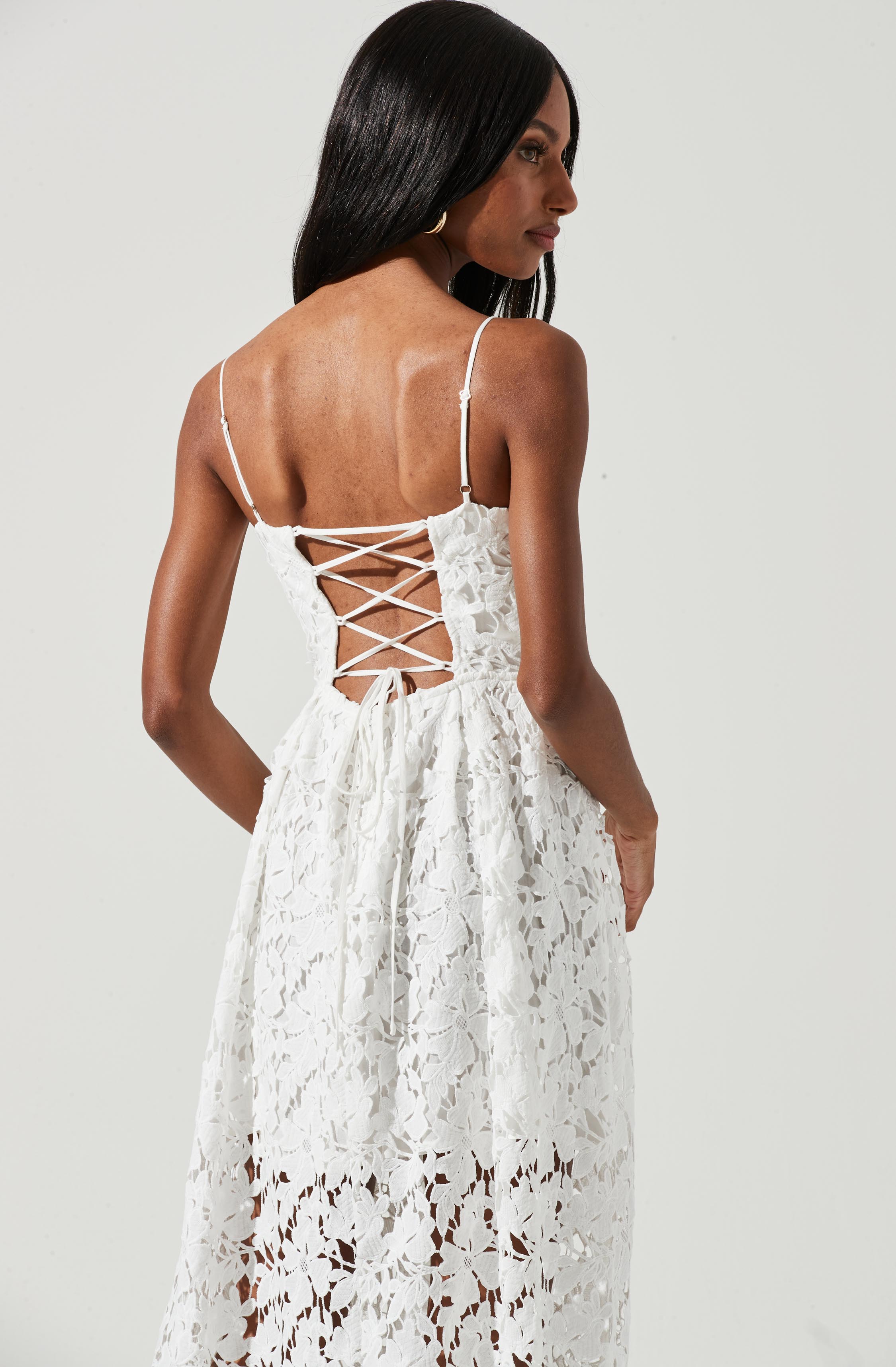 Joyce Corset Back Lace Midi Dress-Aljck