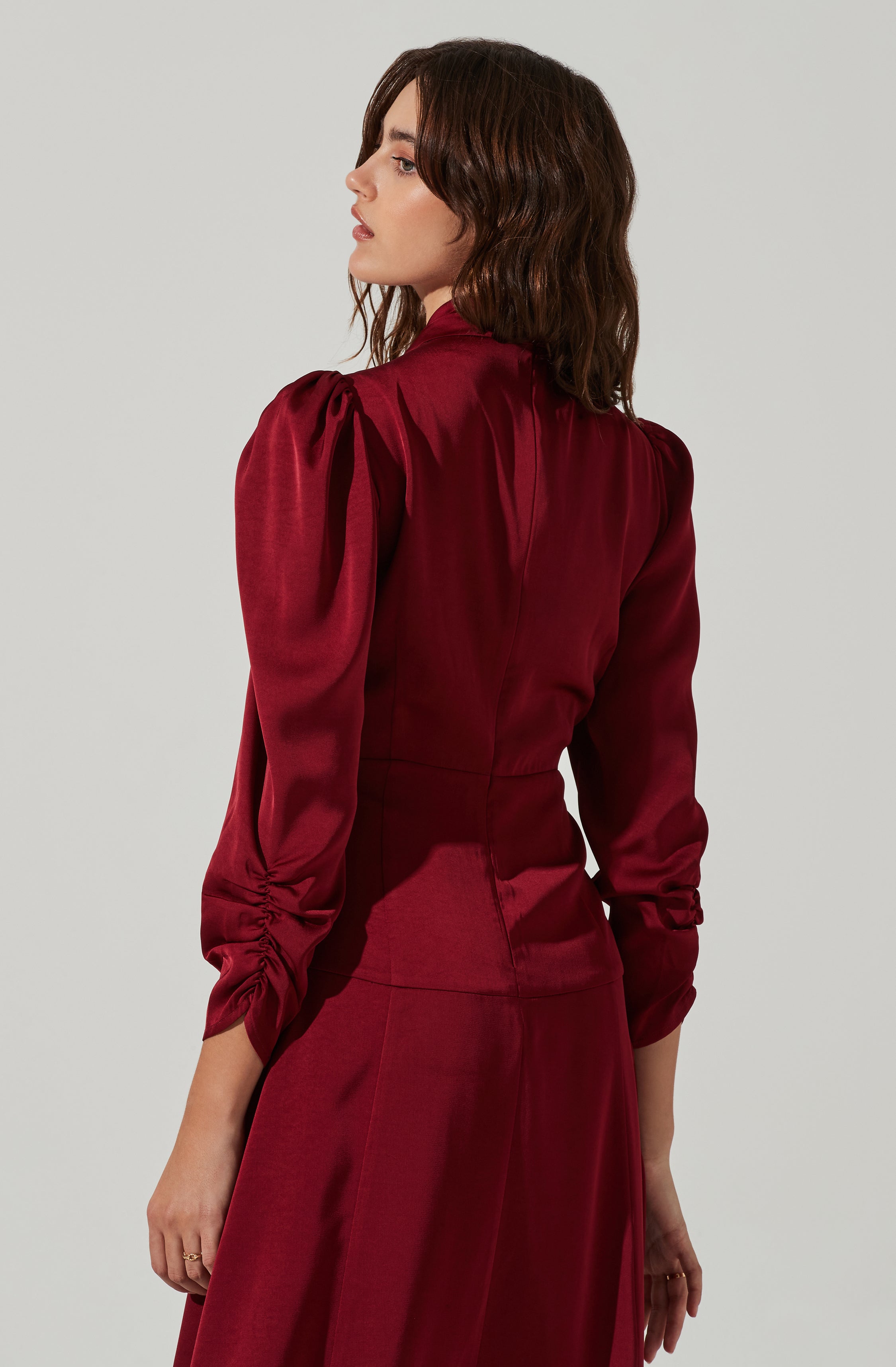 Twist Mock Neck Midi Dress-Aljck