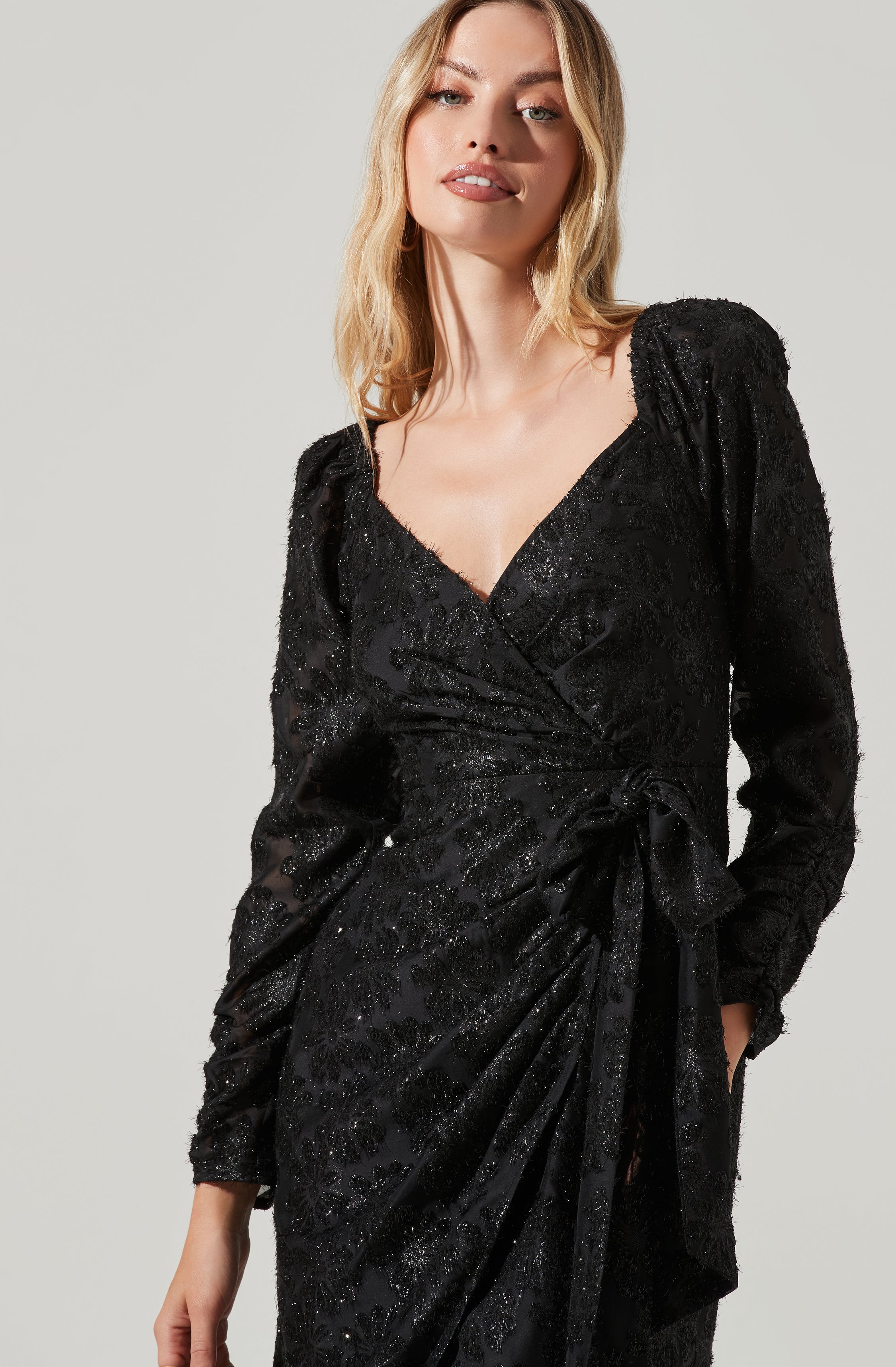 Terese Floral Burnout Tie Waist Midi Dress-Aljck