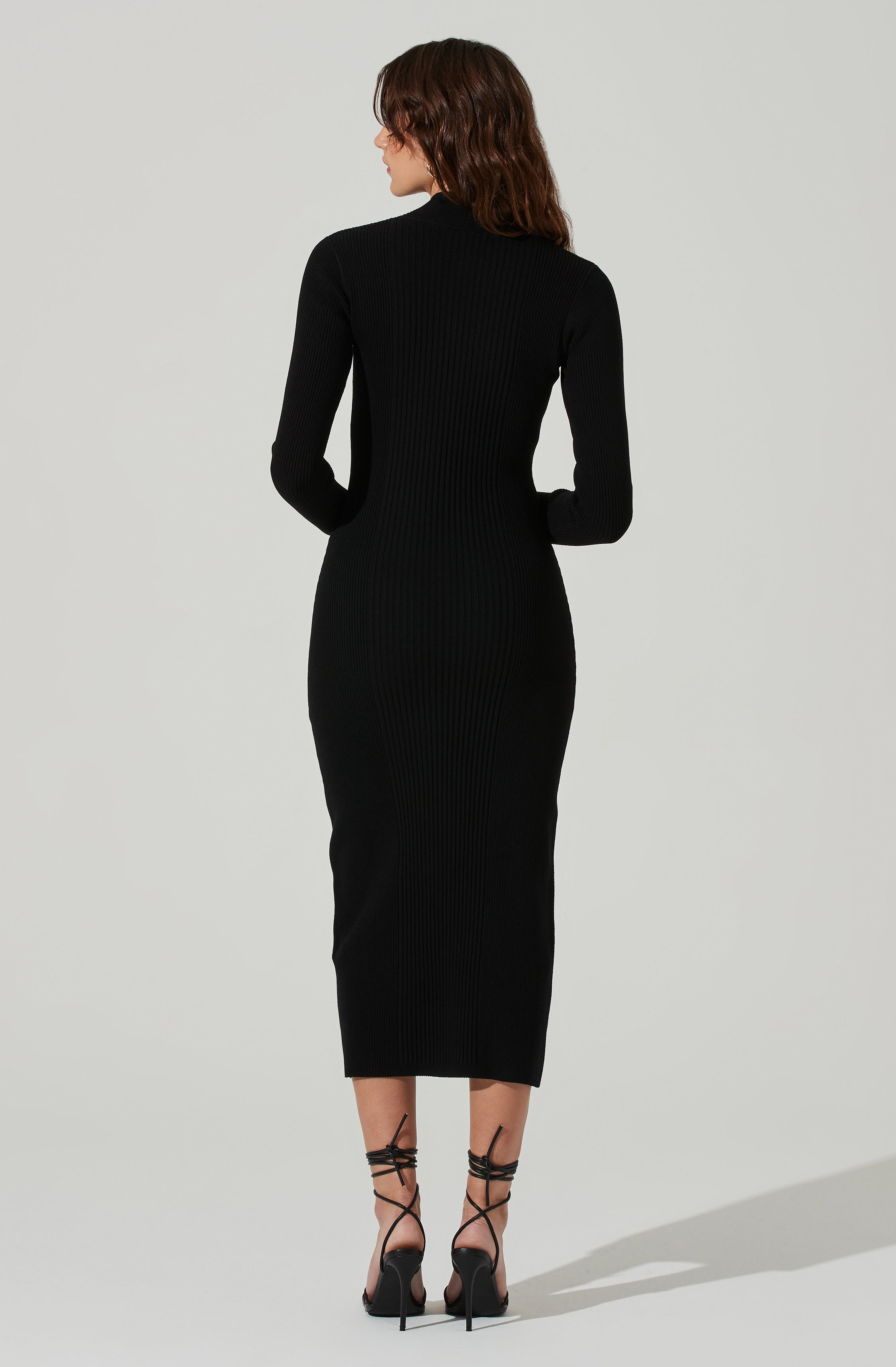 Mock Twist Neck Sweater Midi Dress-Aljck
