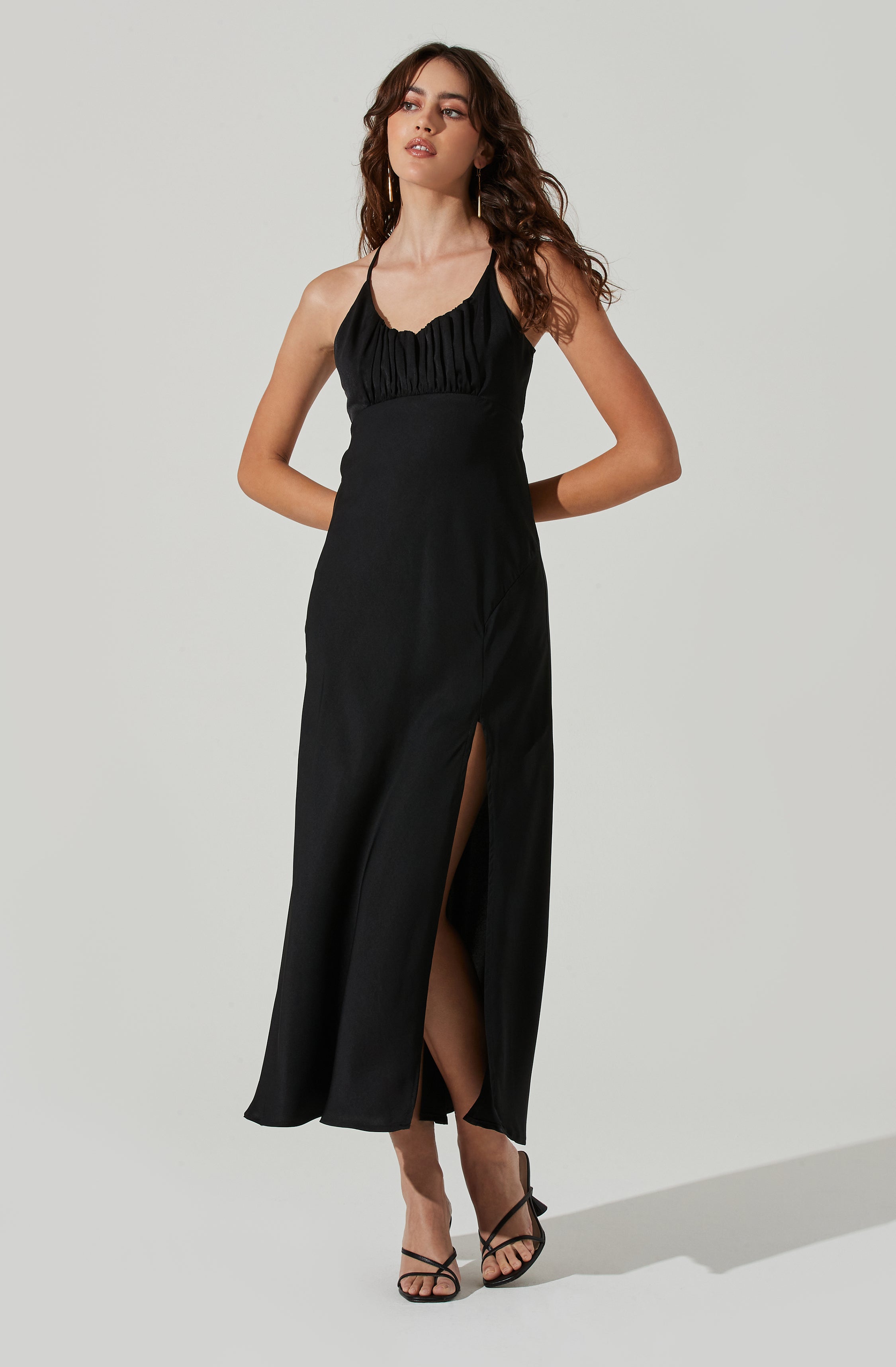 Ruched Bust Maxi Dress-Aljck