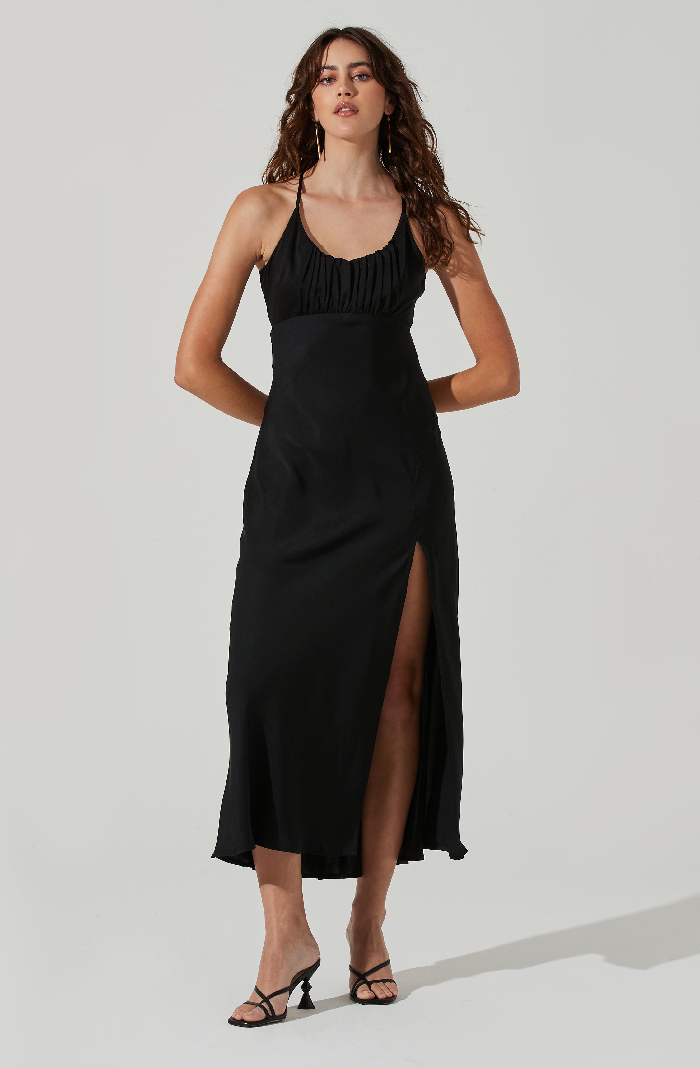 Ruched Bust Maxi Dress-Aljck
