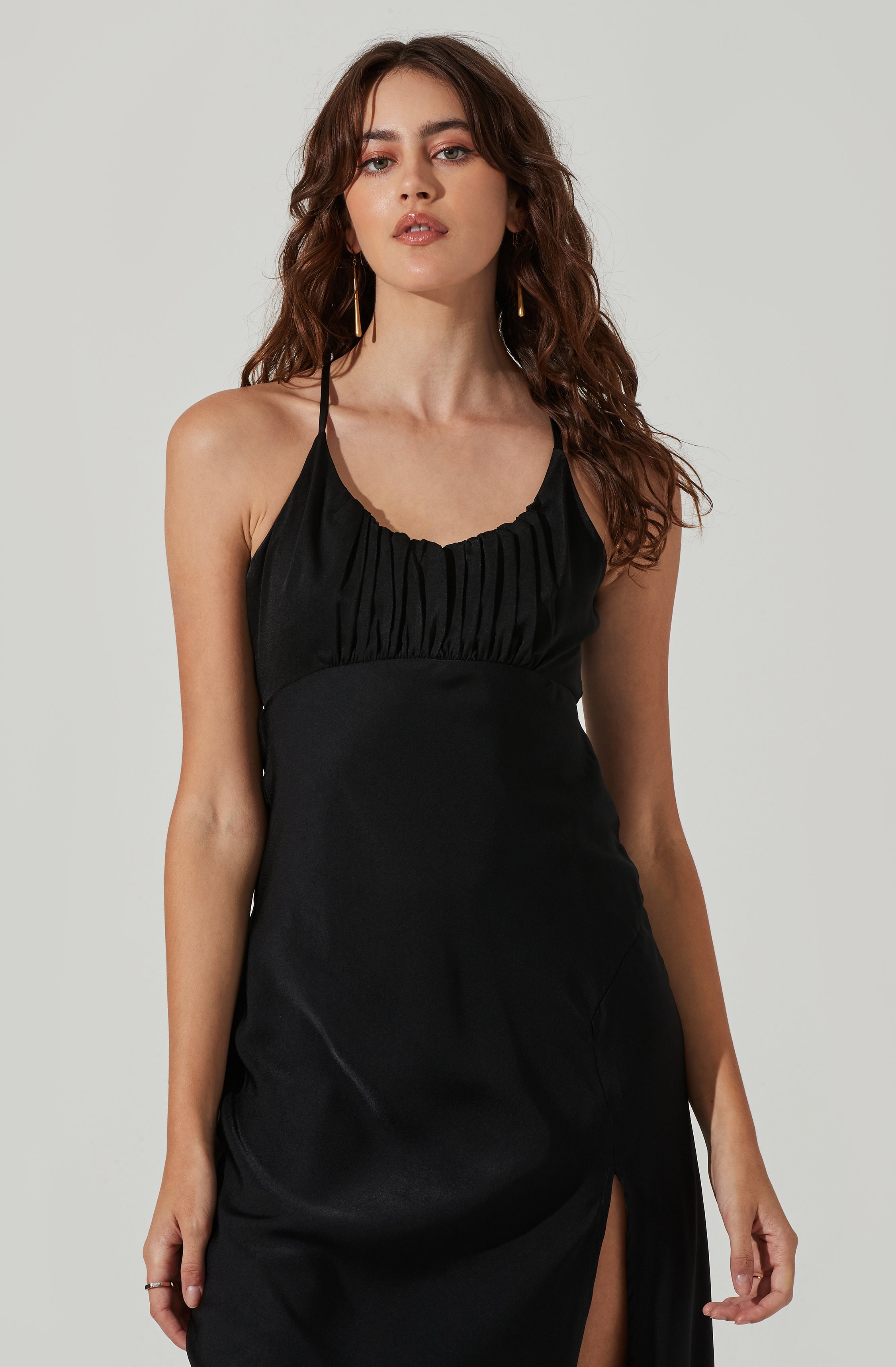 Ruched Bust Maxi Dress-Aljck