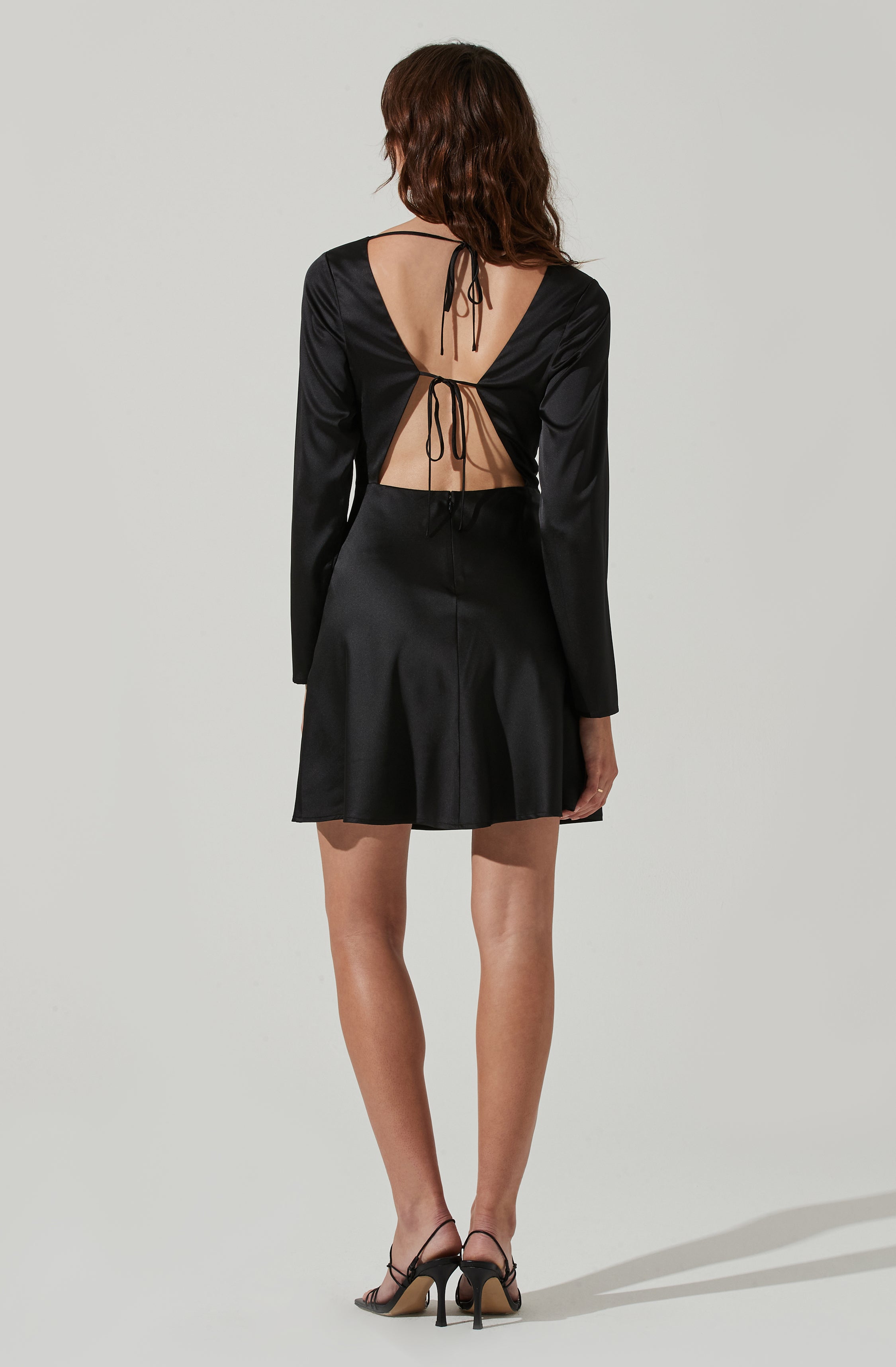 Cowl Neck Long Sleeve Mini Dress-Aljck