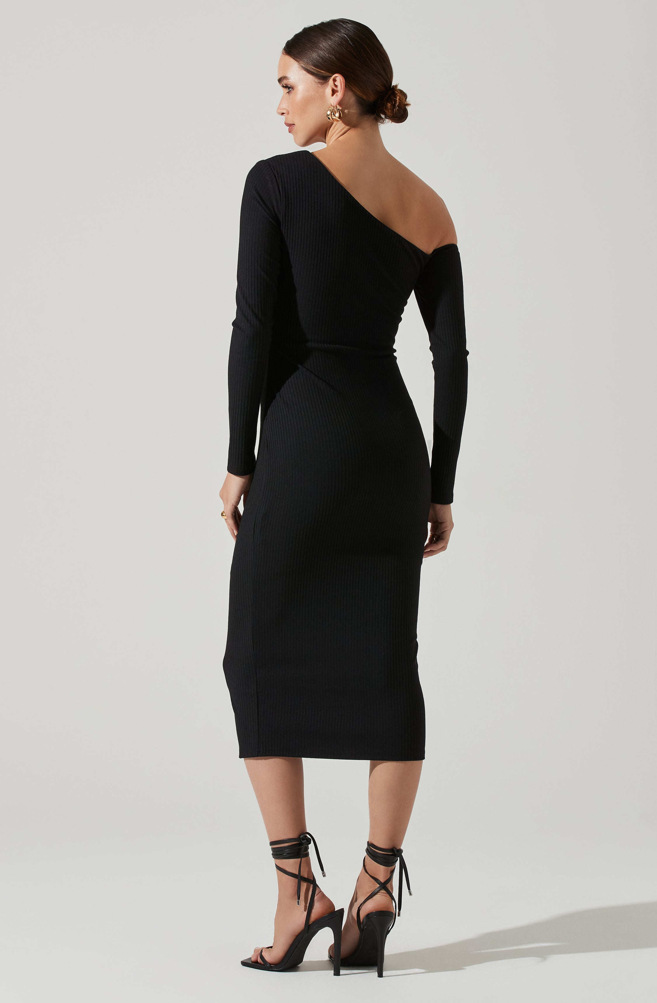 Asymmetrical Bust Cutout Midi Dress-Aljck