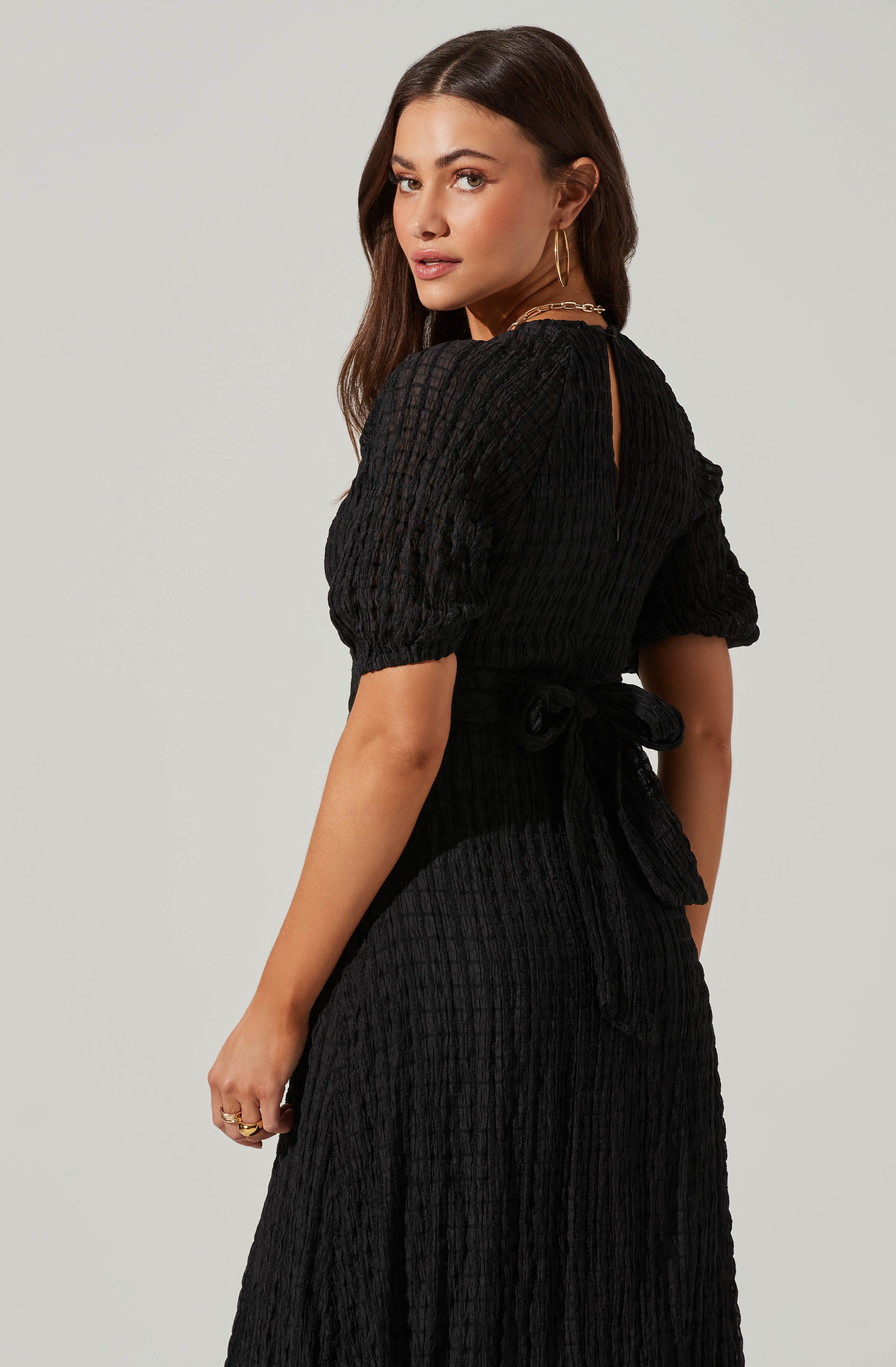 Cross Bust Tie Back Midi Dress-Aljck