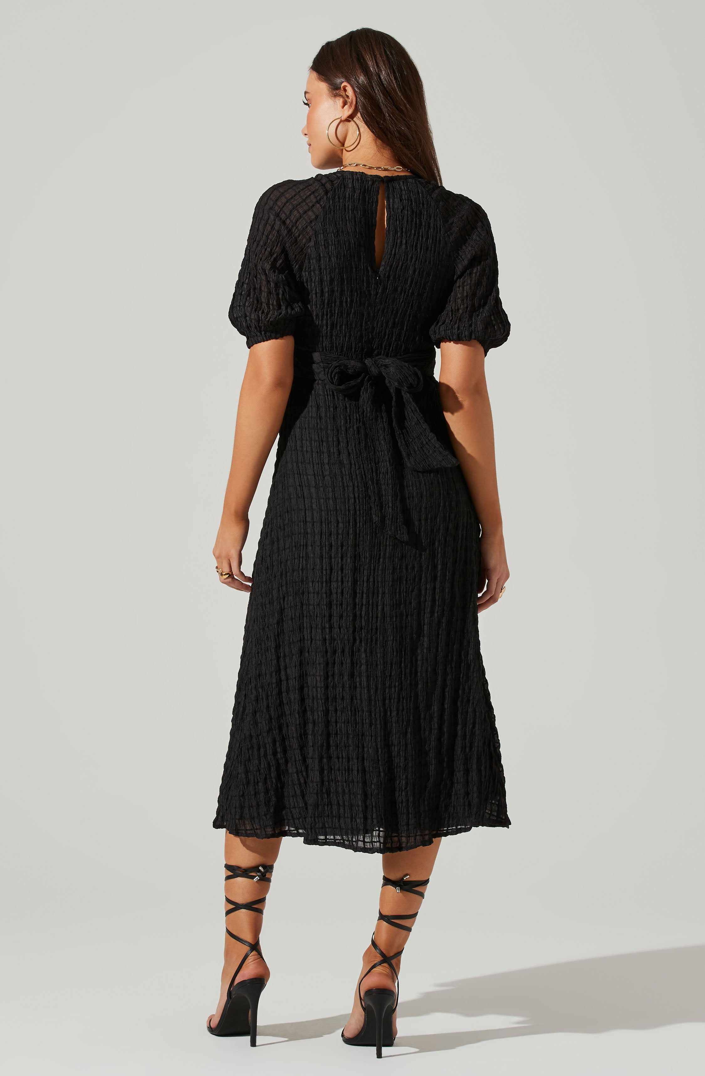Cross Bust Tie Back Midi Dress-Aljck