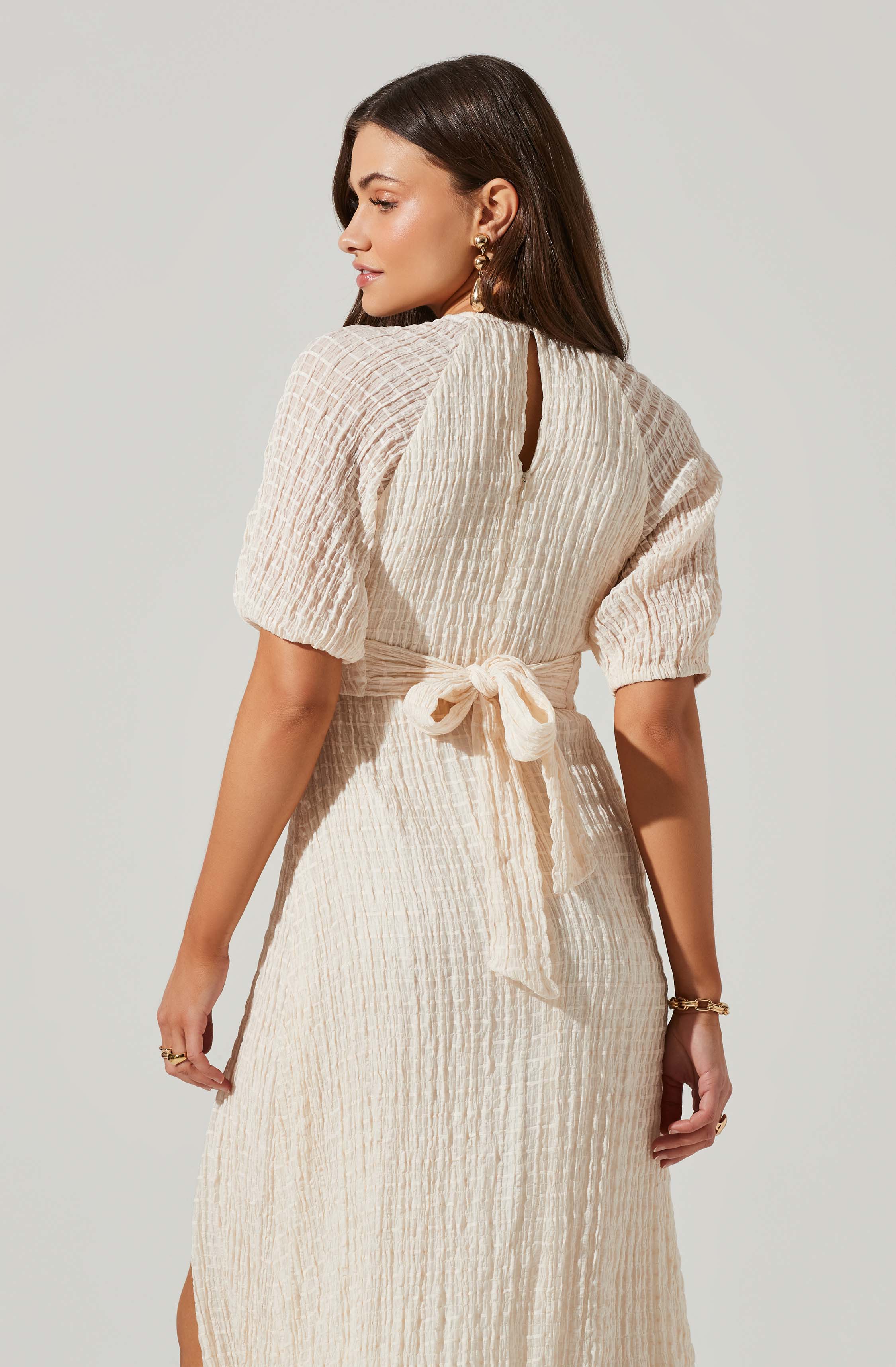 Cross Bust Tie Back Midi Dress-Aljck