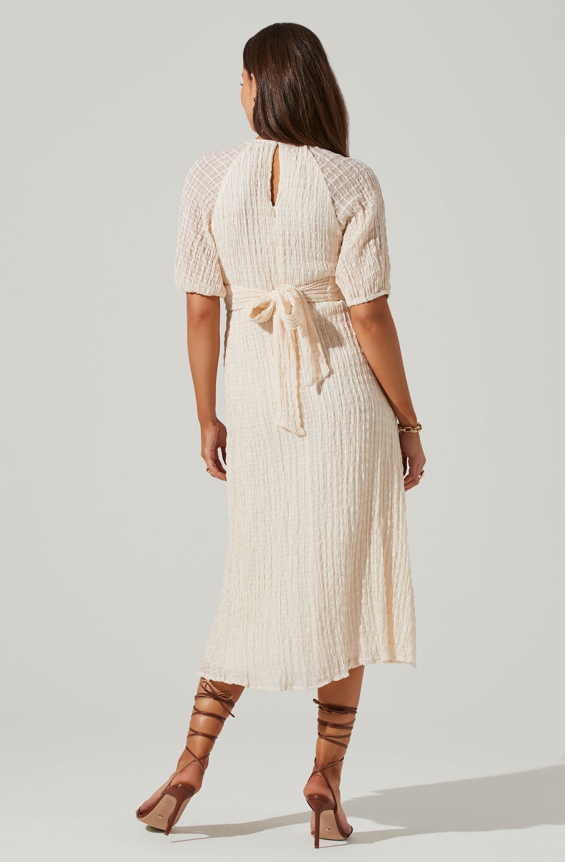 Cross Bust Tie Back Midi Dress-Aljck