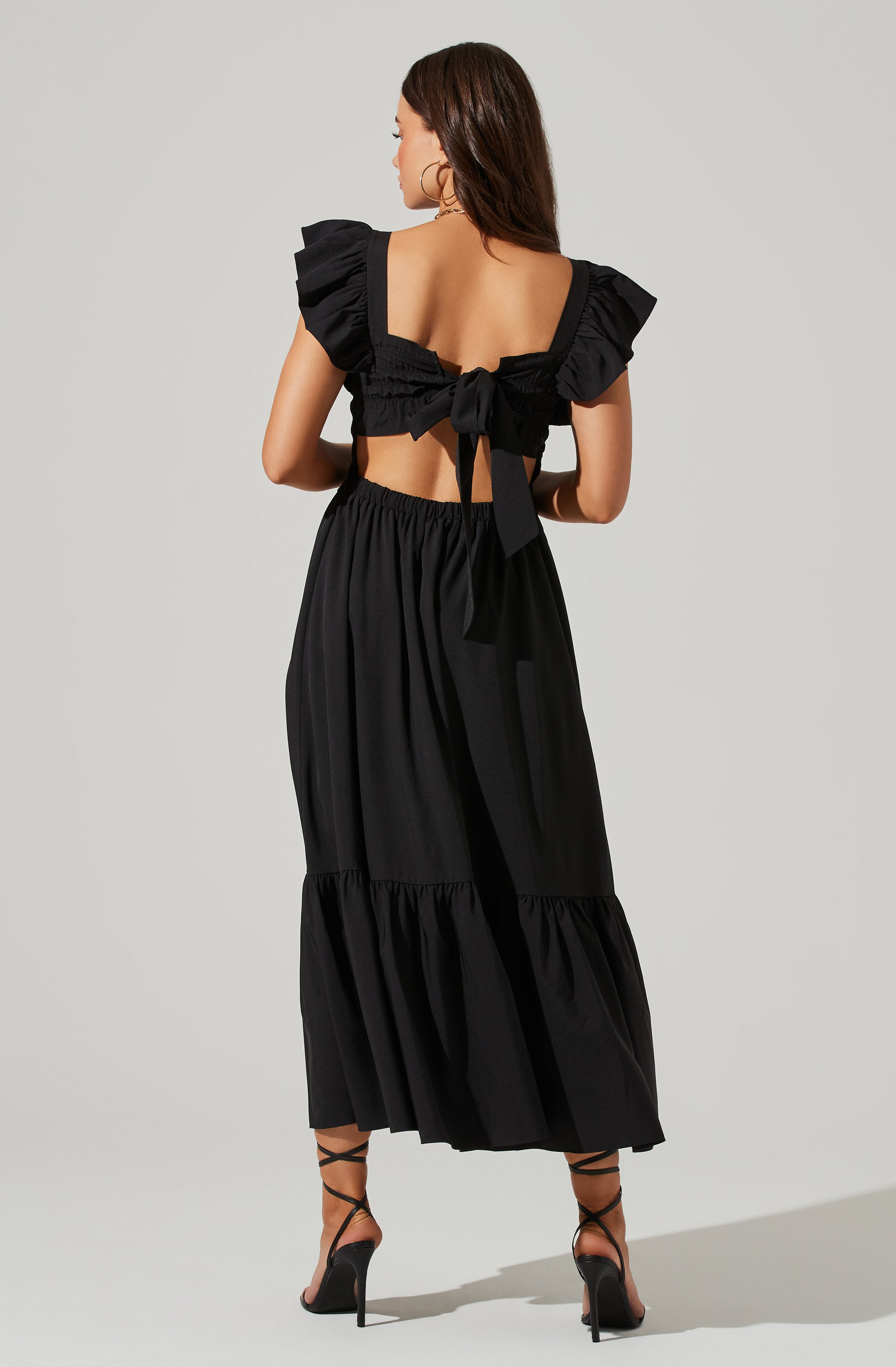 Flutter Sleeve Midi Dress-Aljck