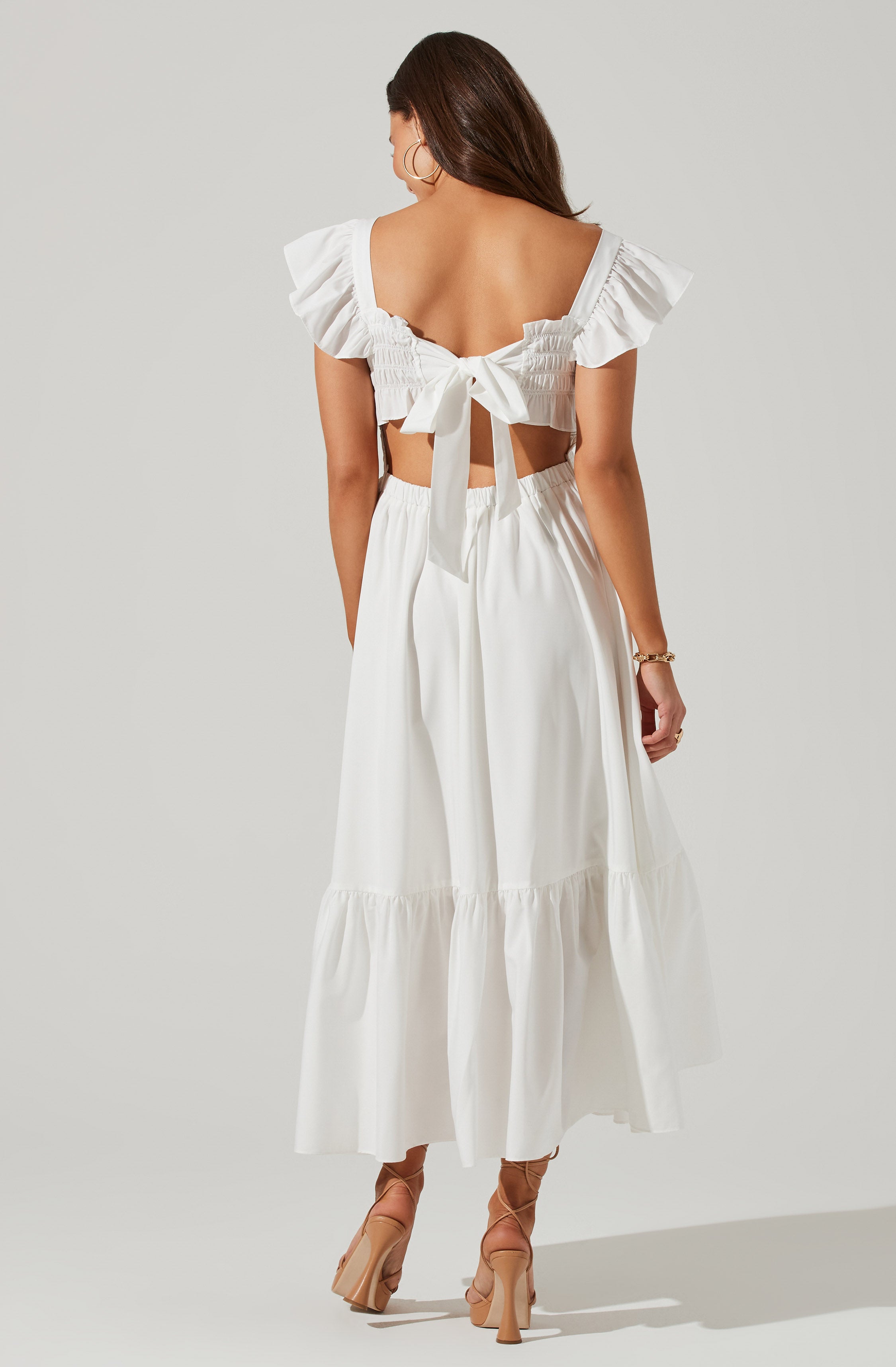 Flutter Sleeve Midi Dress-Aljck