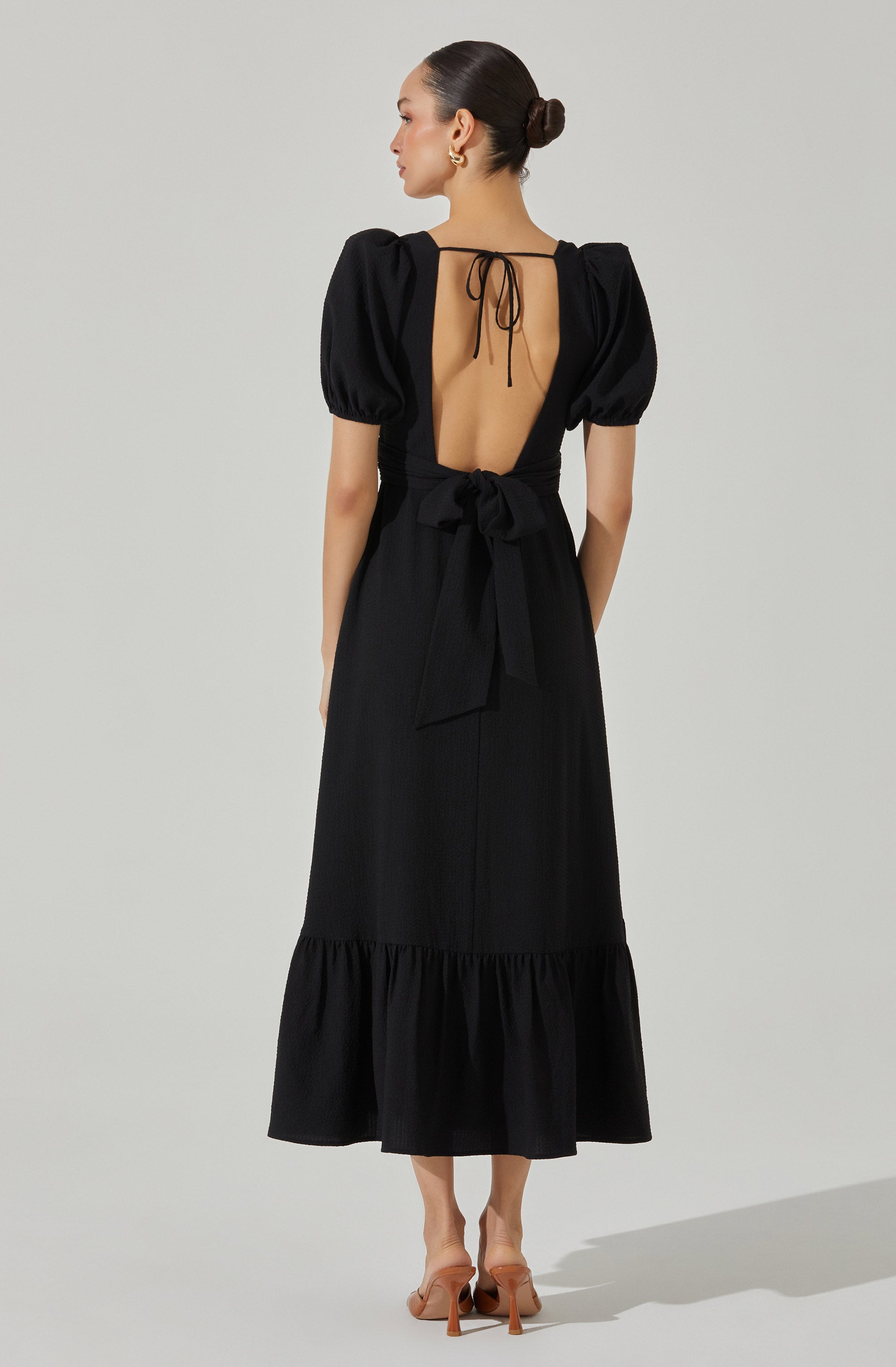 Twist Bust Tie Back Midi Dress-Aljck