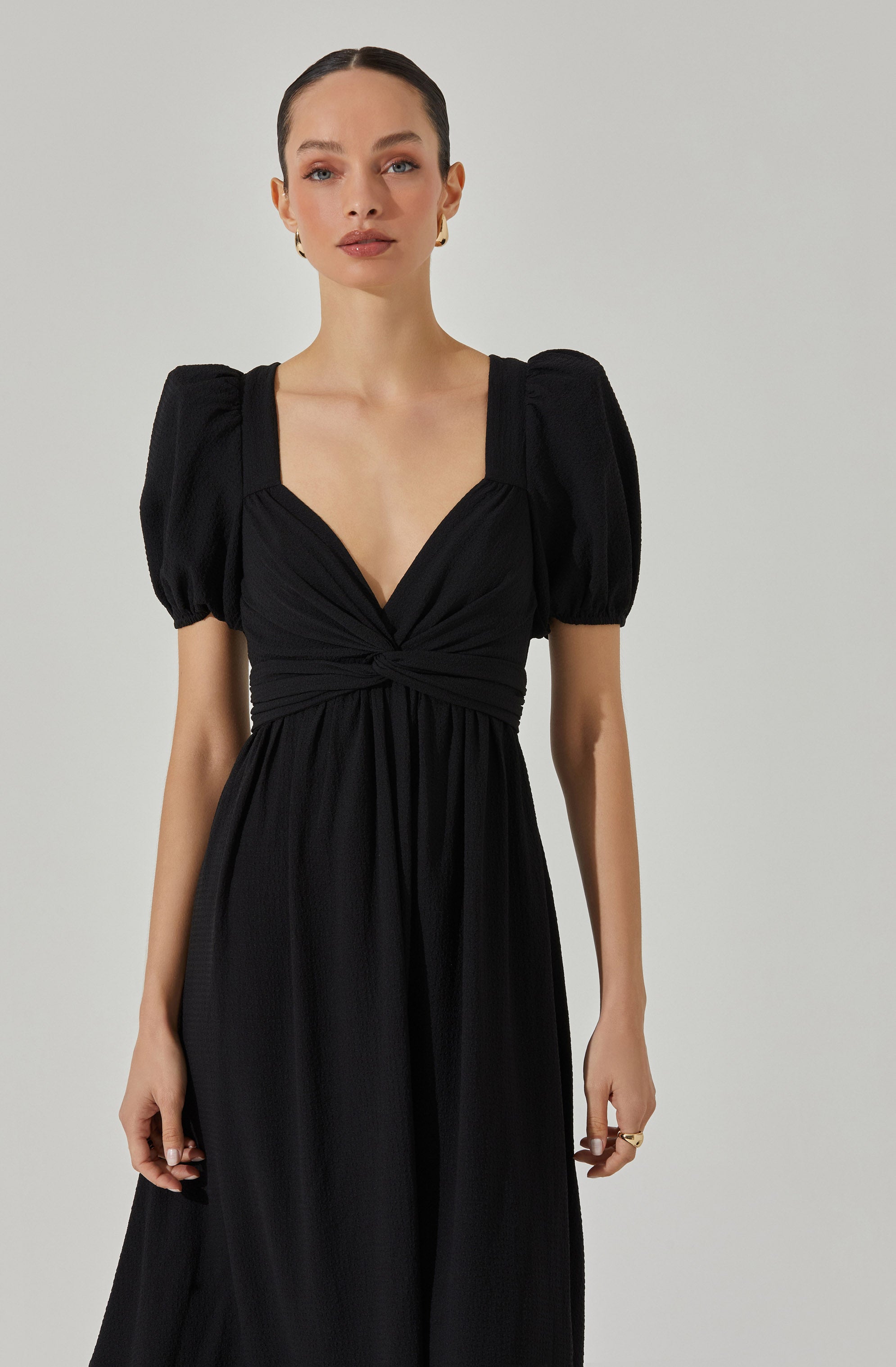 Twist Bust Tie Back Midi Dress-Aljck