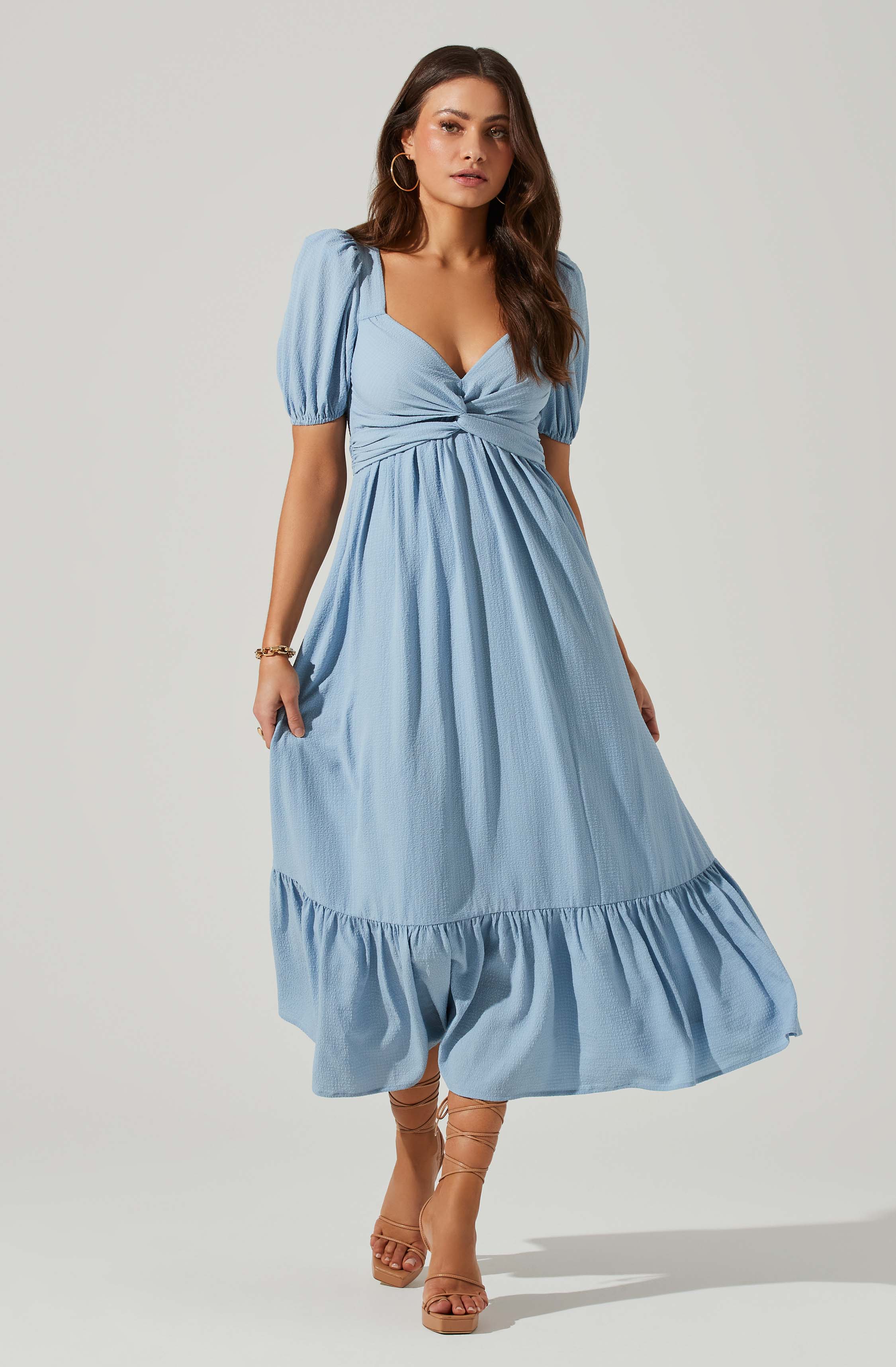 Twist Bust Tie Back Midi Dress-Aljck