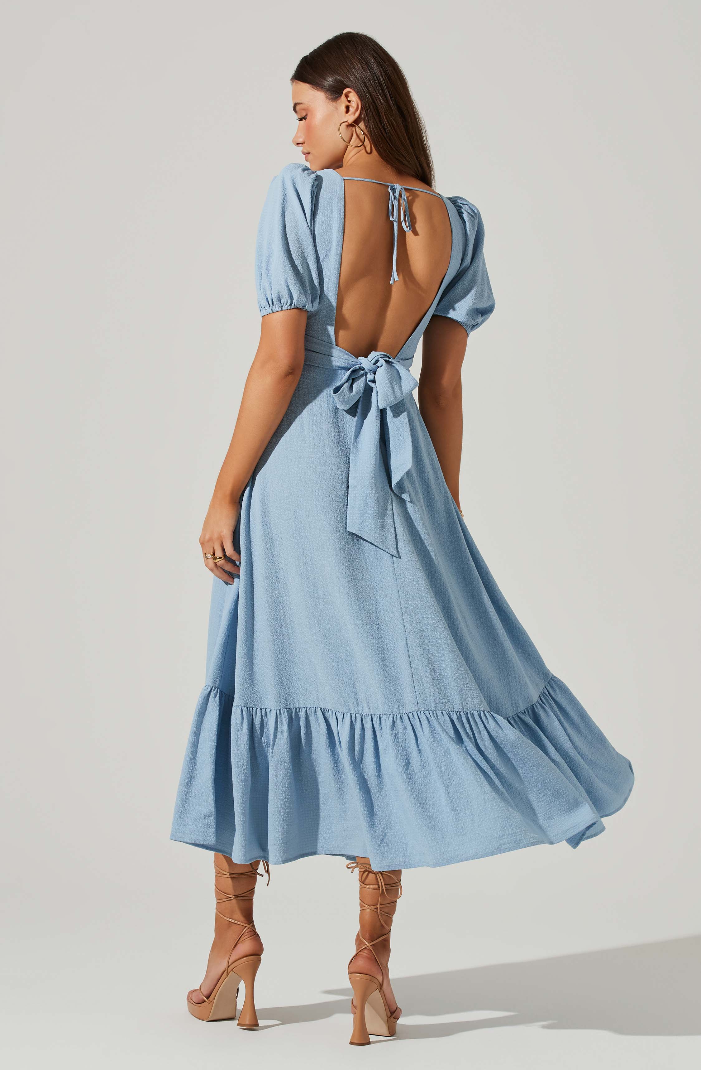 Twist Bust Tie Back Midi Dress-Aljck