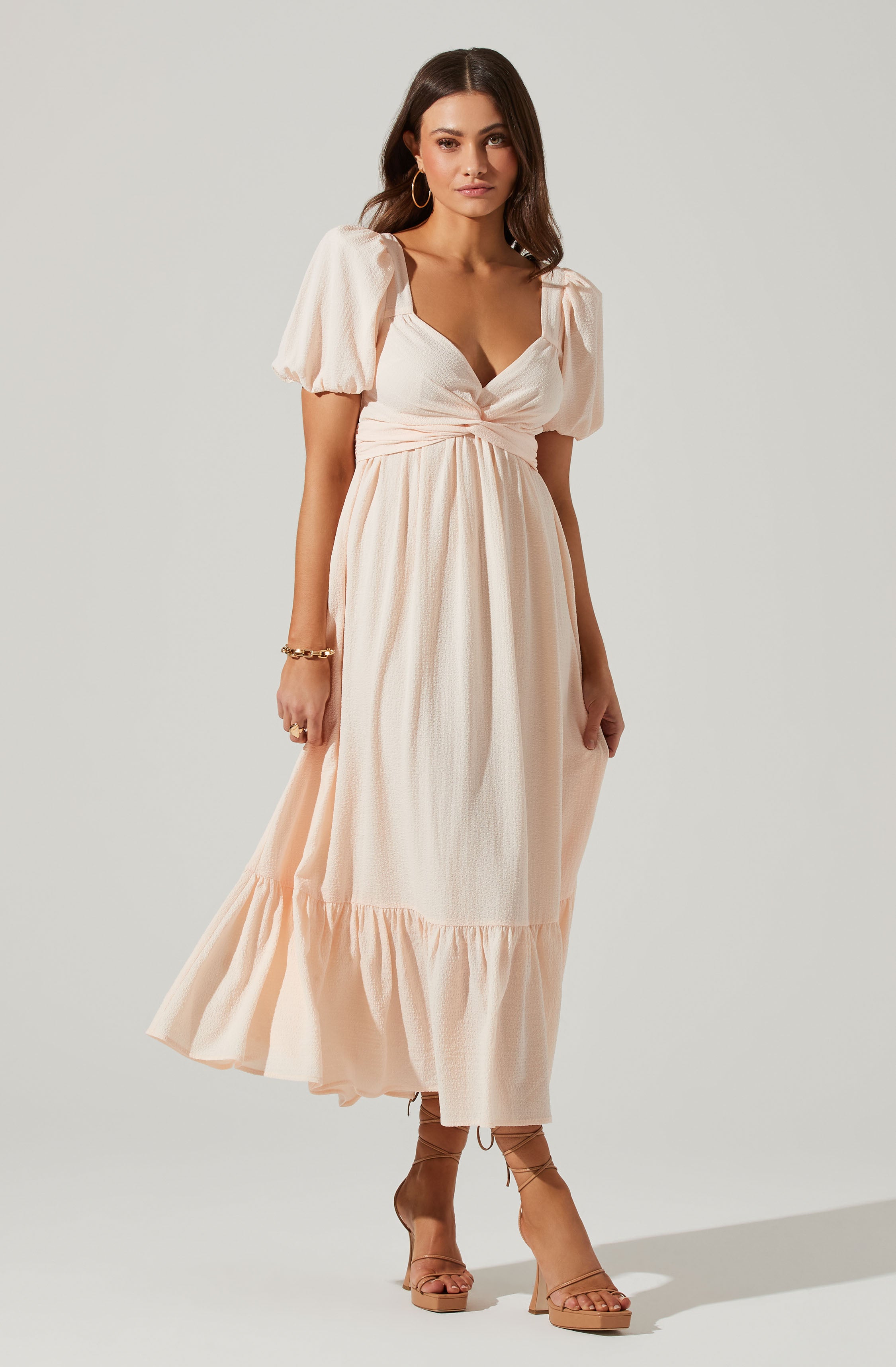 Twist Bust Tie Back Midi Dress-Aljck