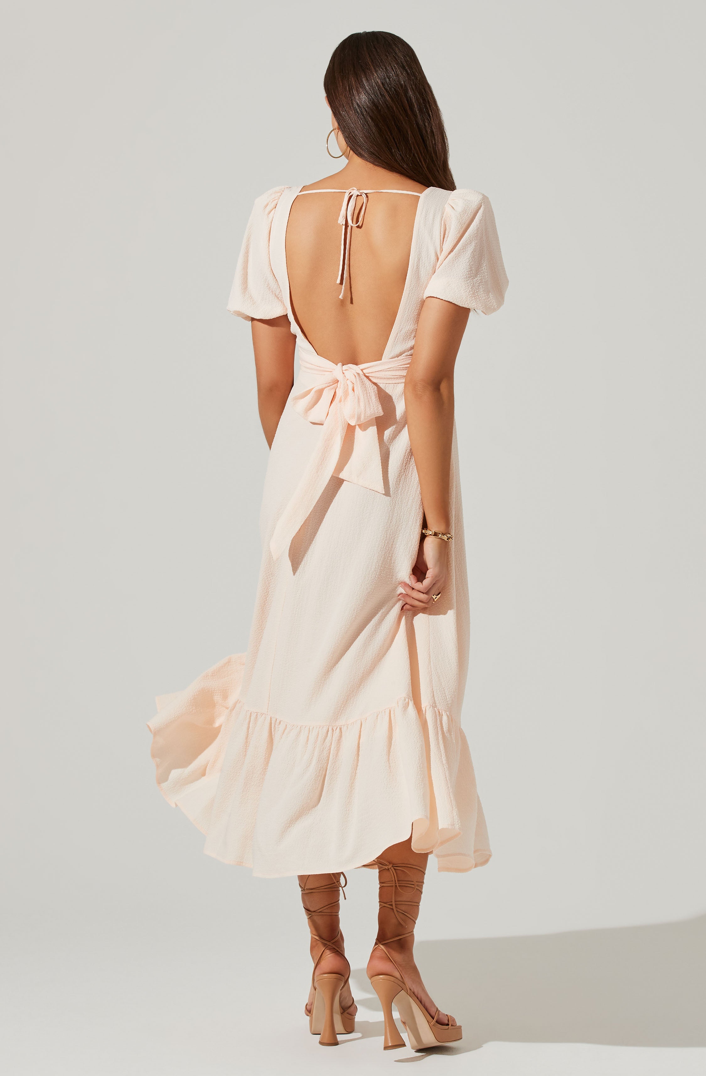 Twist Bust Tie Back Midi Dress-Aljck