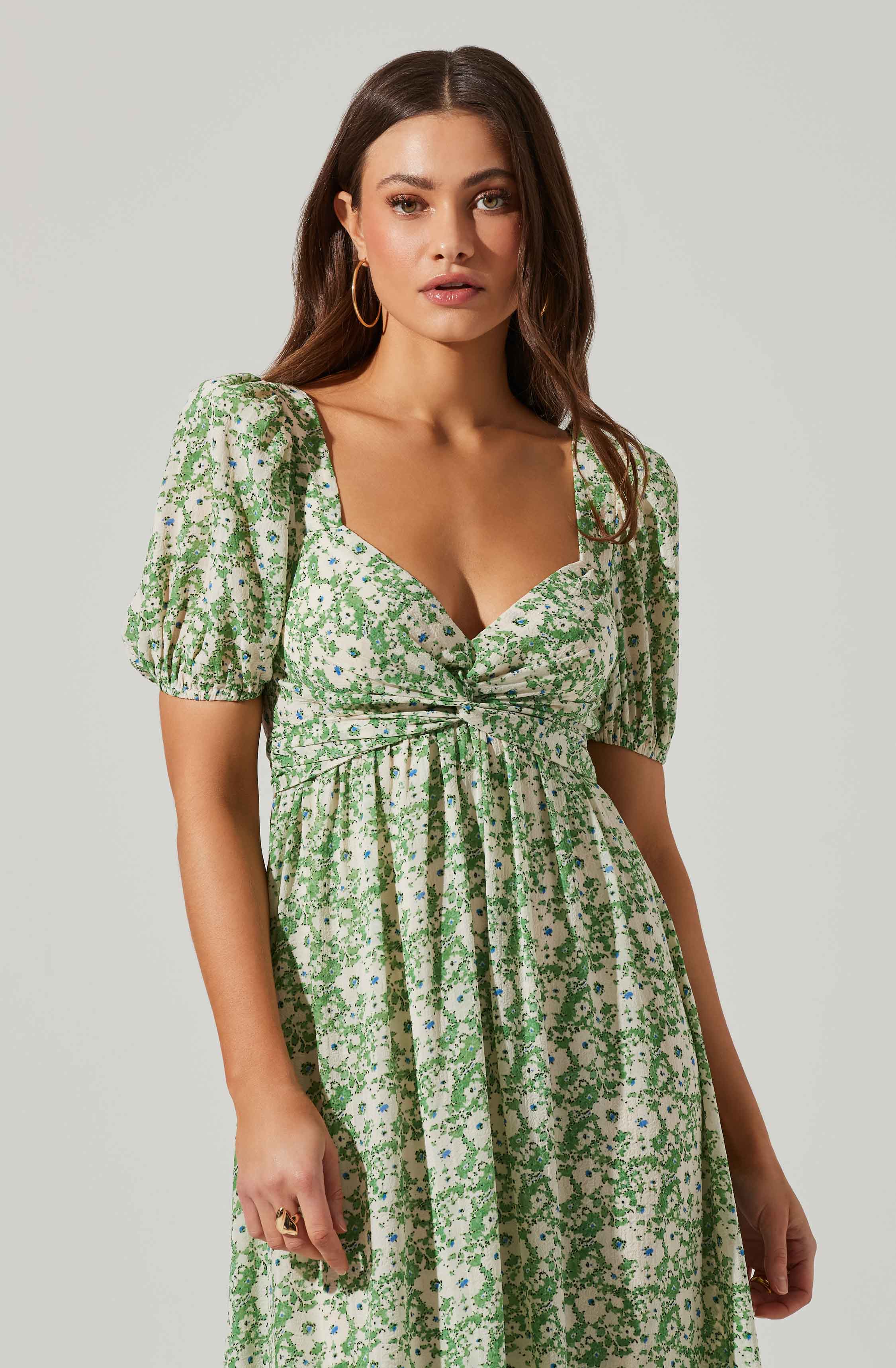 Twist Bust Tie Back Midi Dress-Aljck