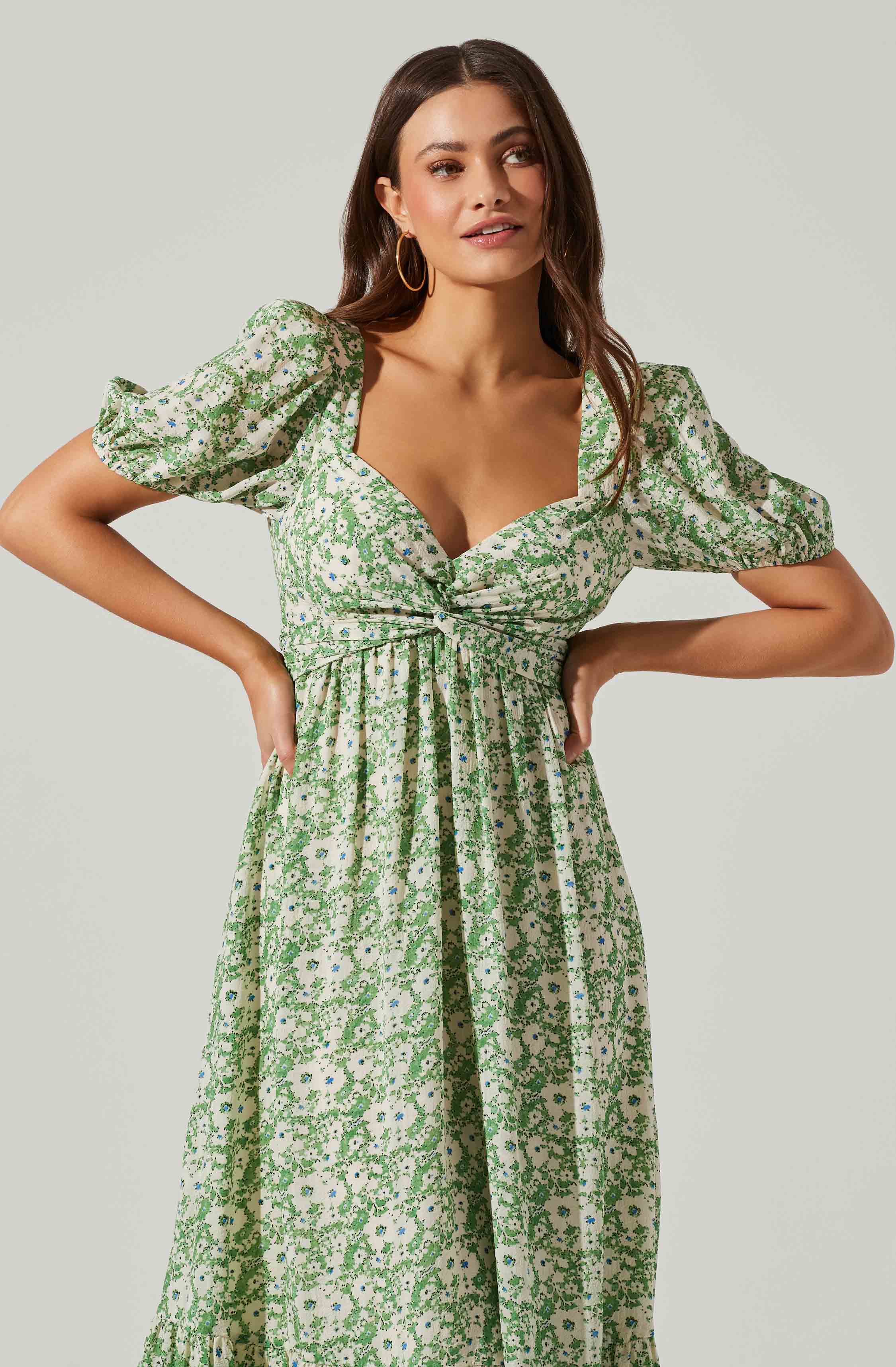 Twist Bust Tie Back Midi Dress-Aljck