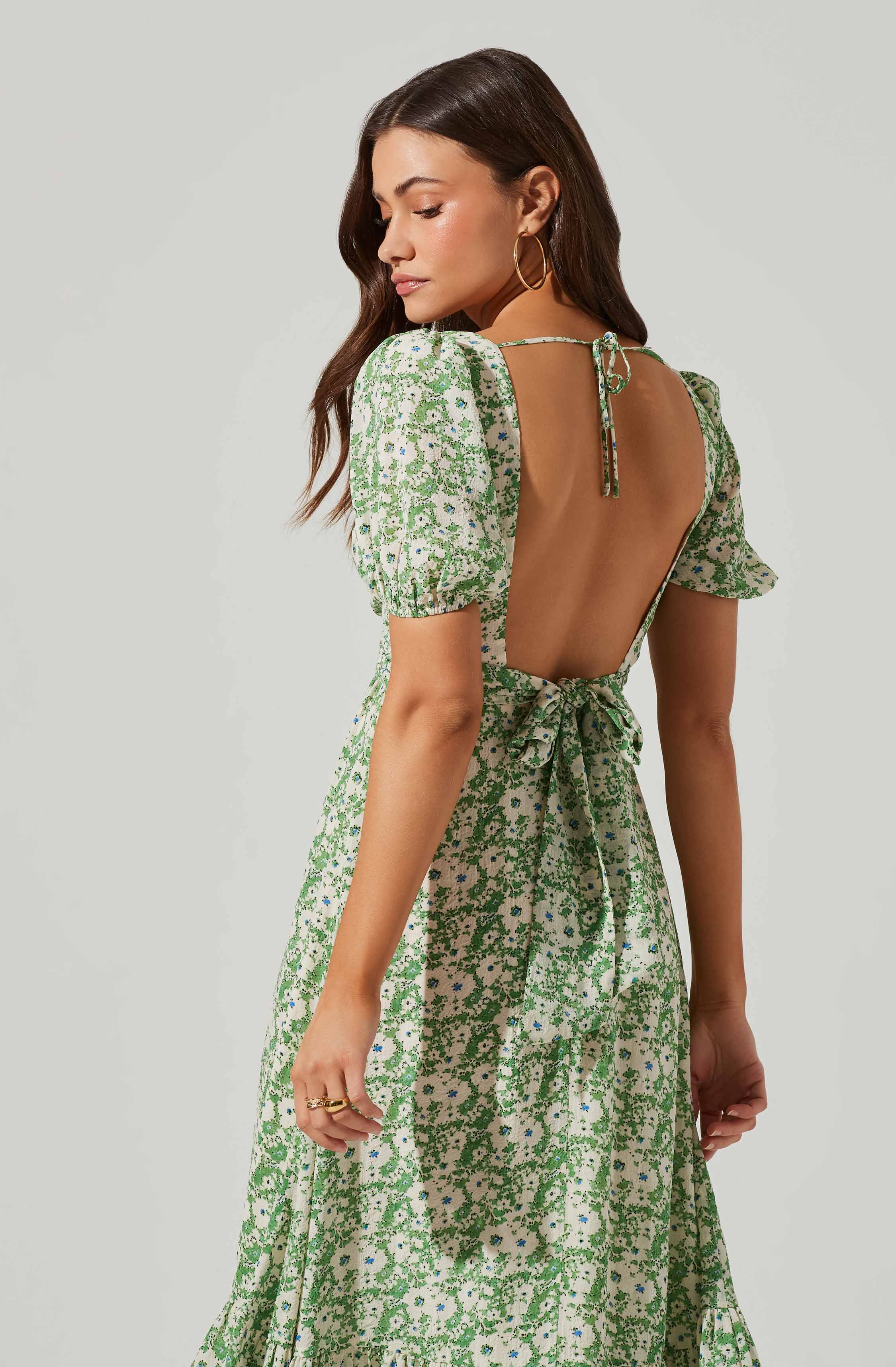 Twist Bust Tie Back Midi Dress-Aljck