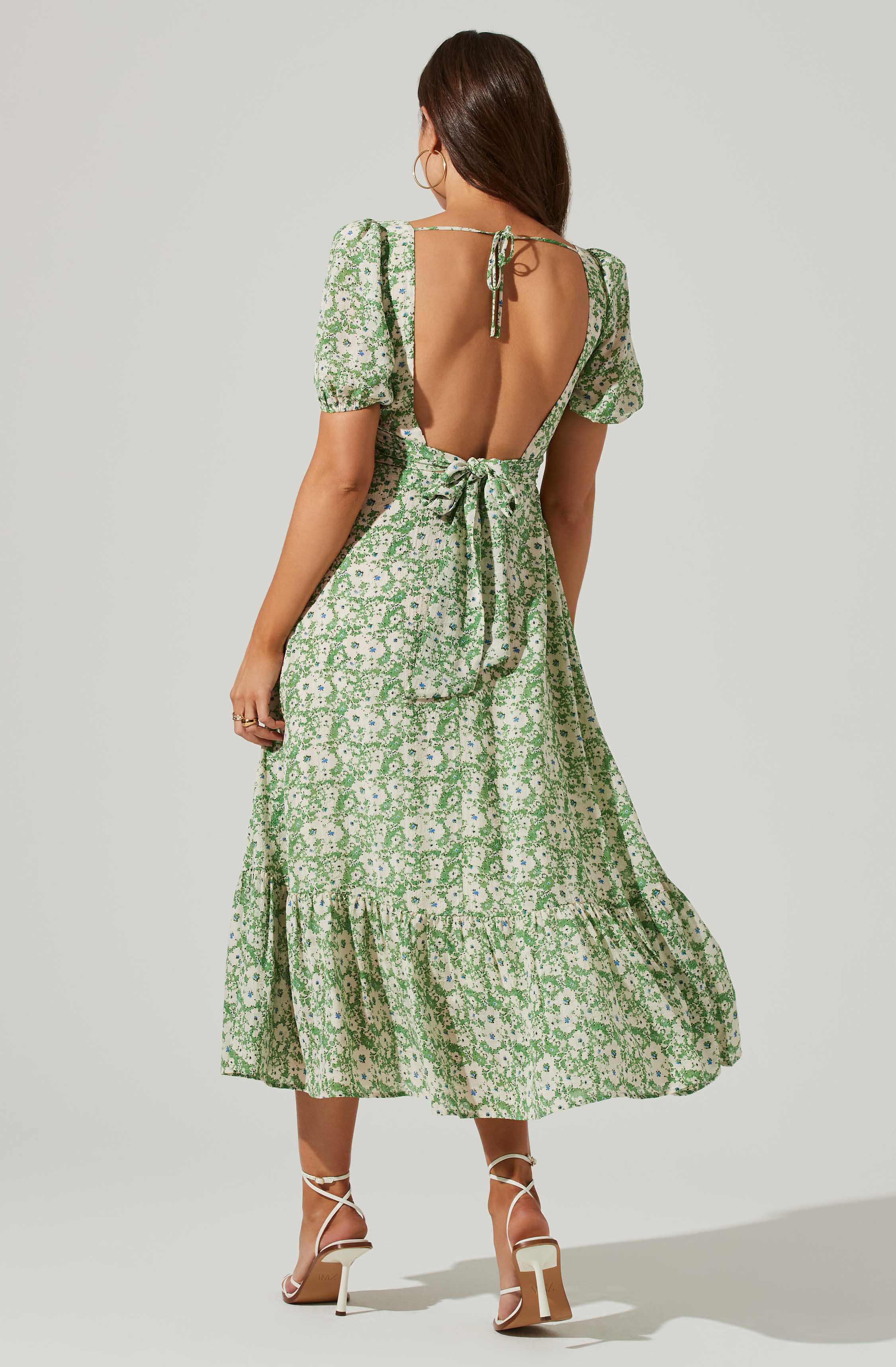 Twist Bust Tie Back Midi Dress-Aljck