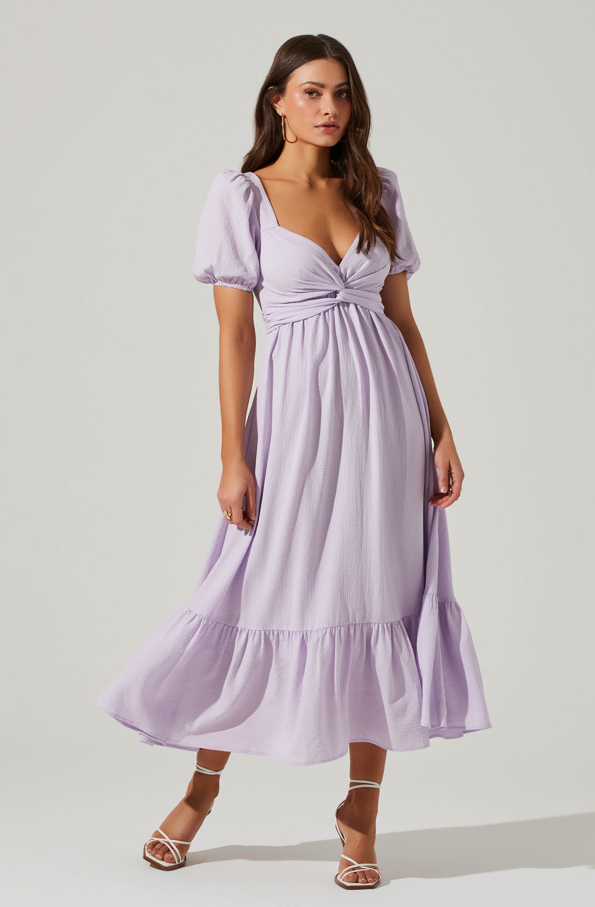 Twist Bust Tie Back Midi Dress-Aljck