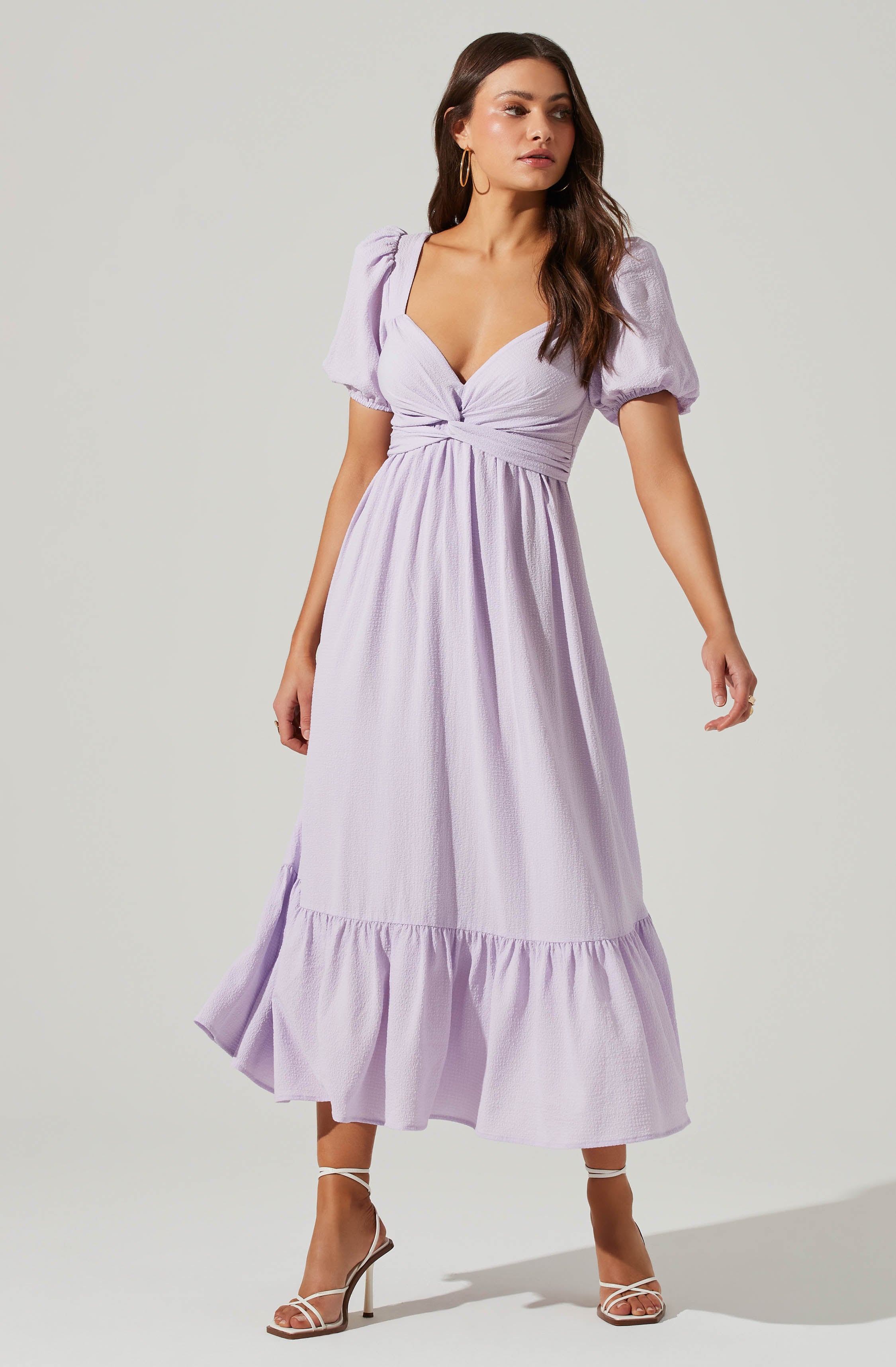 Twist Bust Tie Back Midi Dress-Aljck