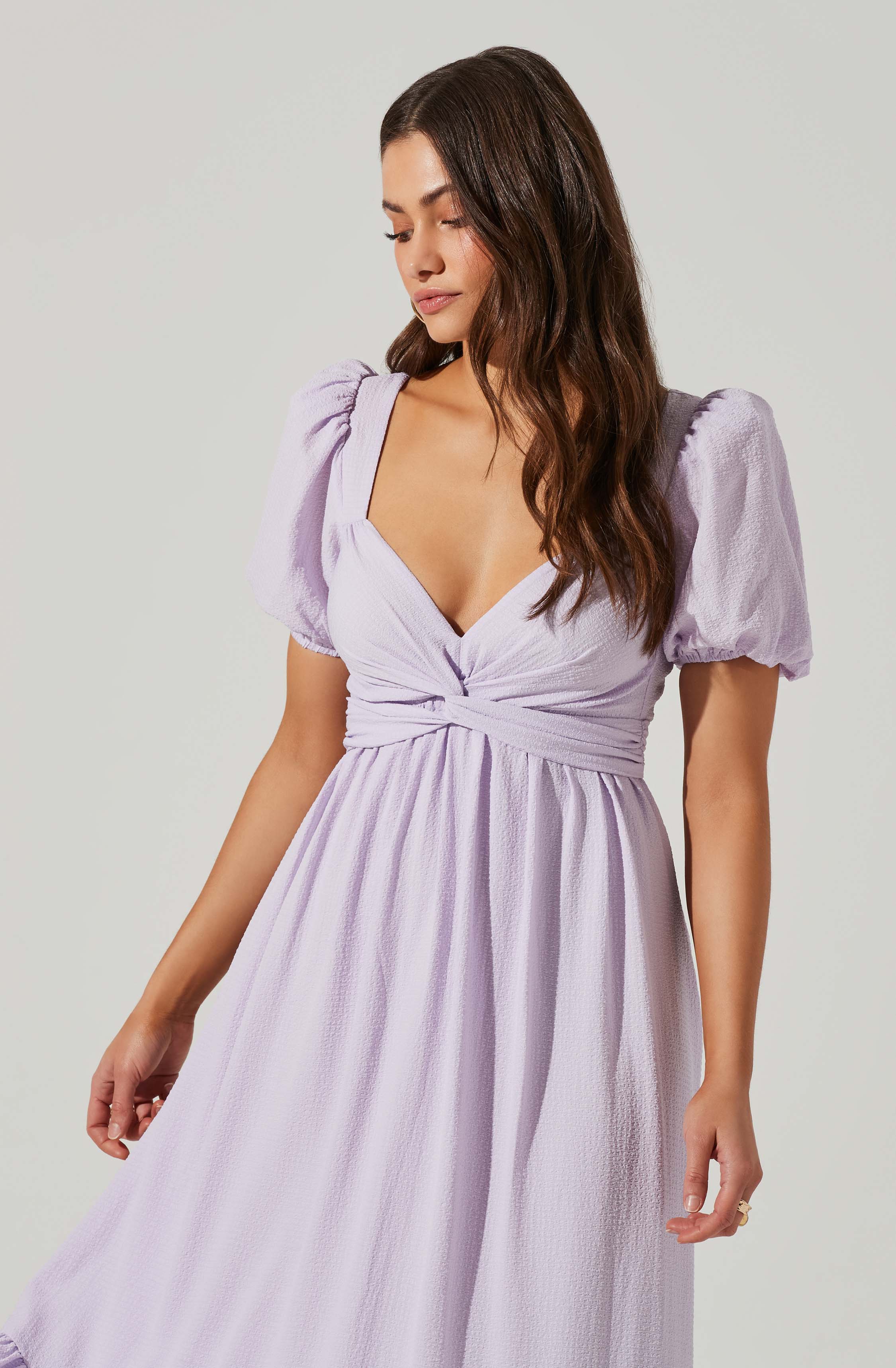 Twist Bust Tie Back Midi Dress-Aljck