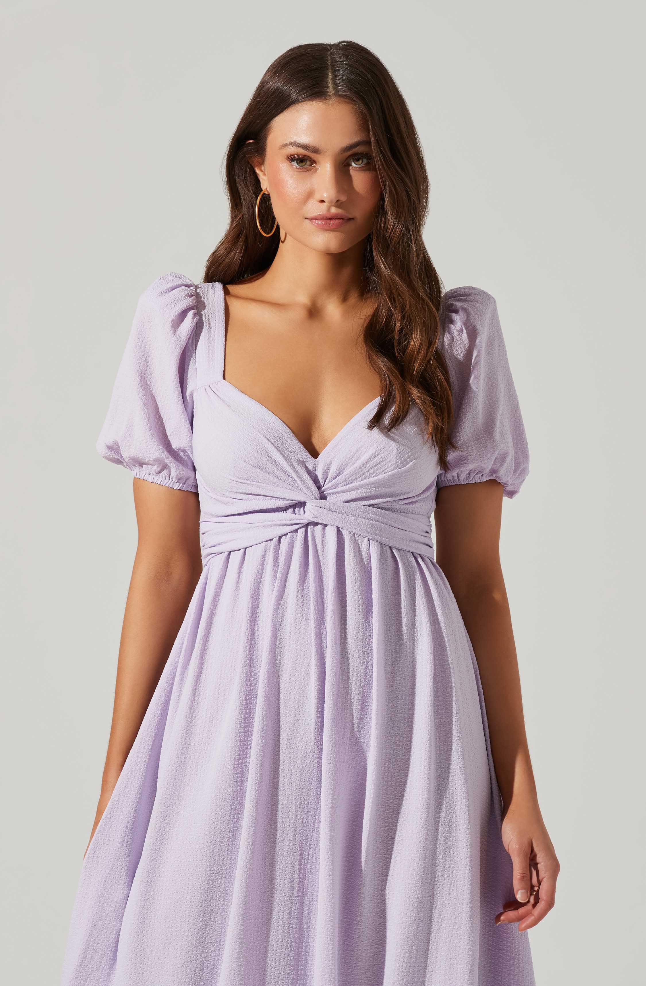Twist Bust Tie Back Midi Dress-Aljck