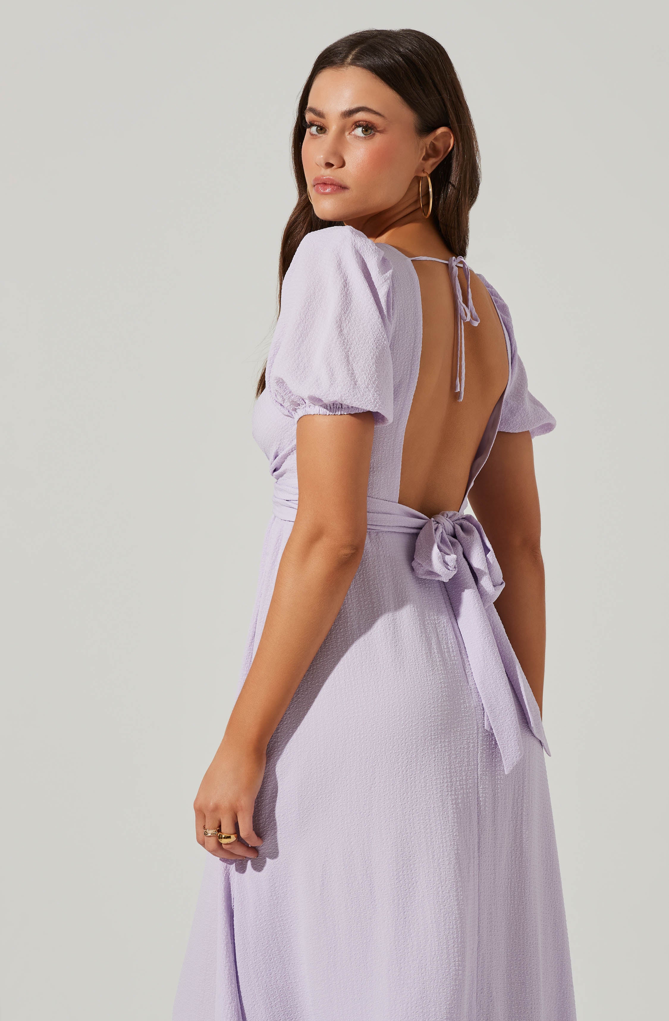 Twist Bust Tie Back Midi Dress-Aljck