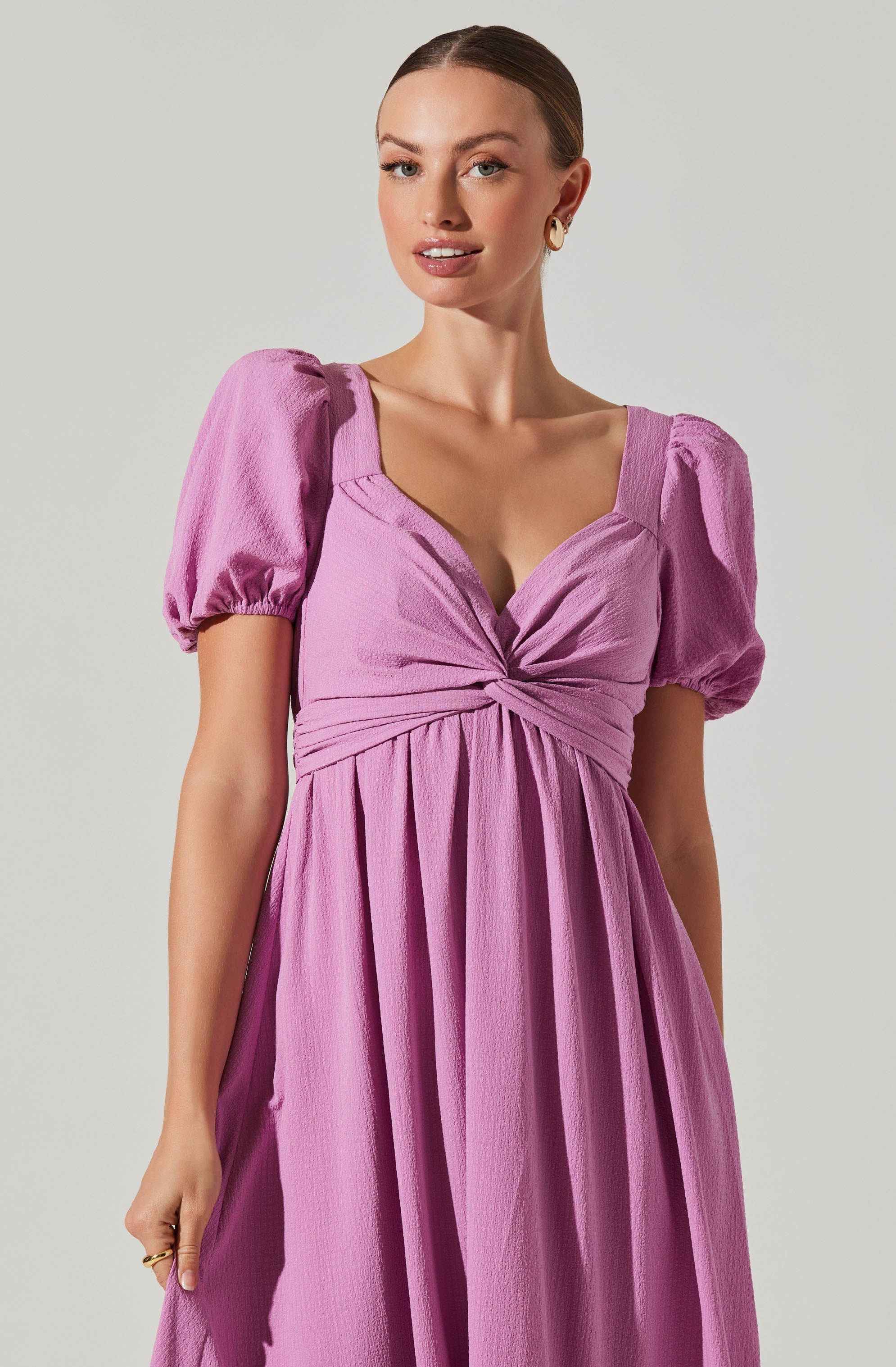 Twist Bust Tie Back Midi Dress-Aljck