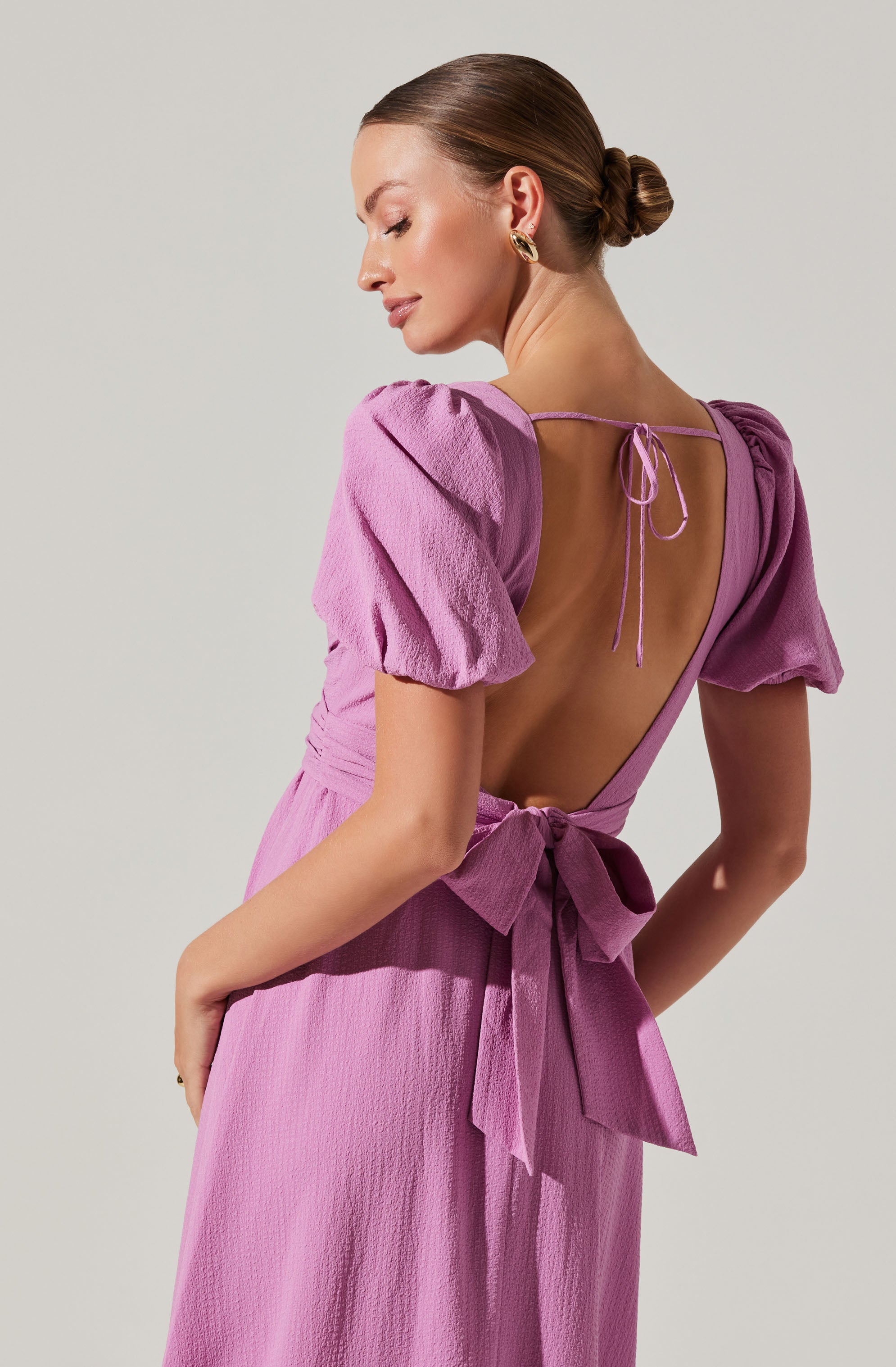 Twist Bust Tie Back Midi Dress-Aljck