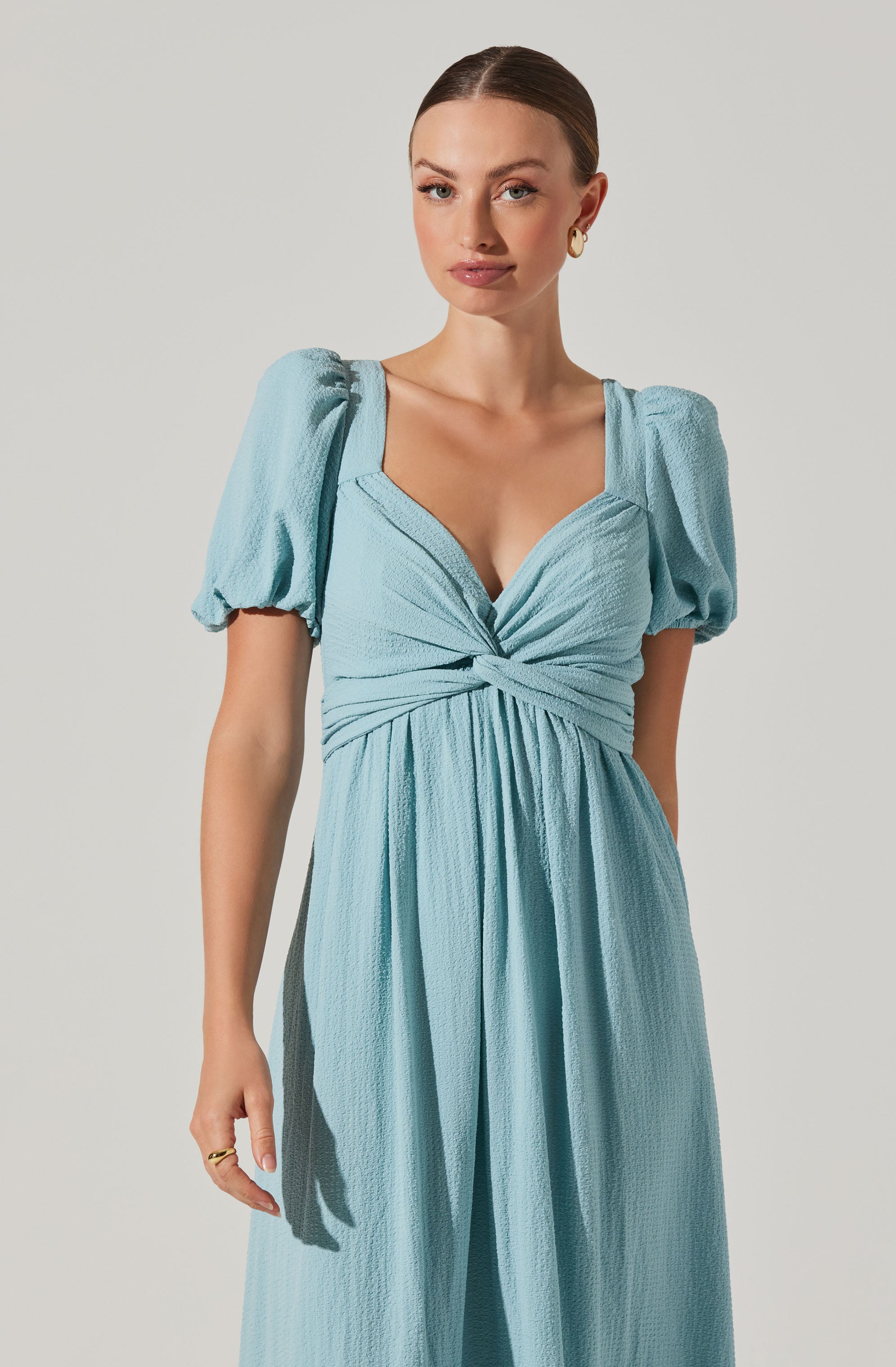 Twist Bust Tie Back Midi Dress-Aljck