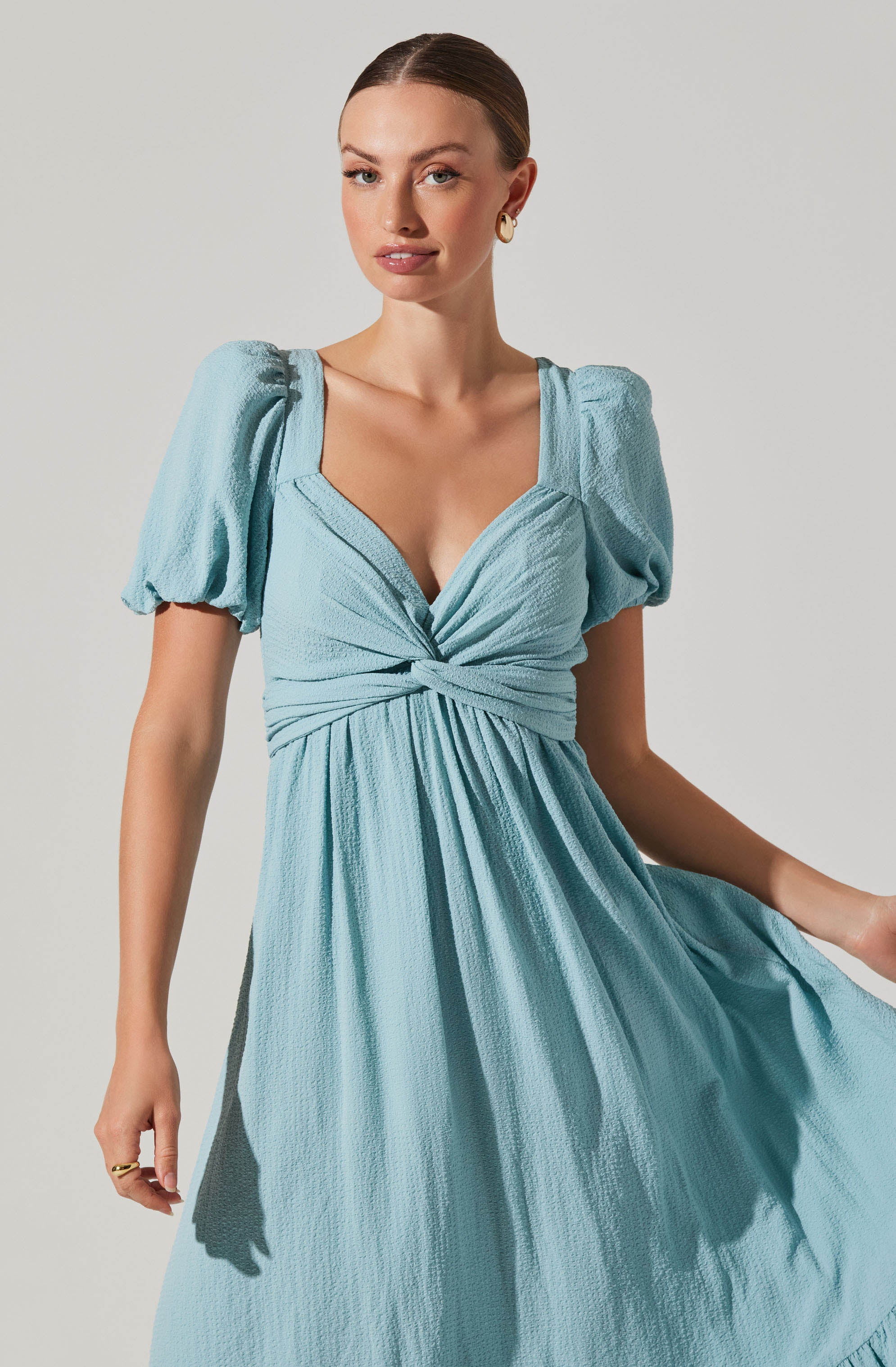 Twist Bust Tie Back Midi Dress-Aljck