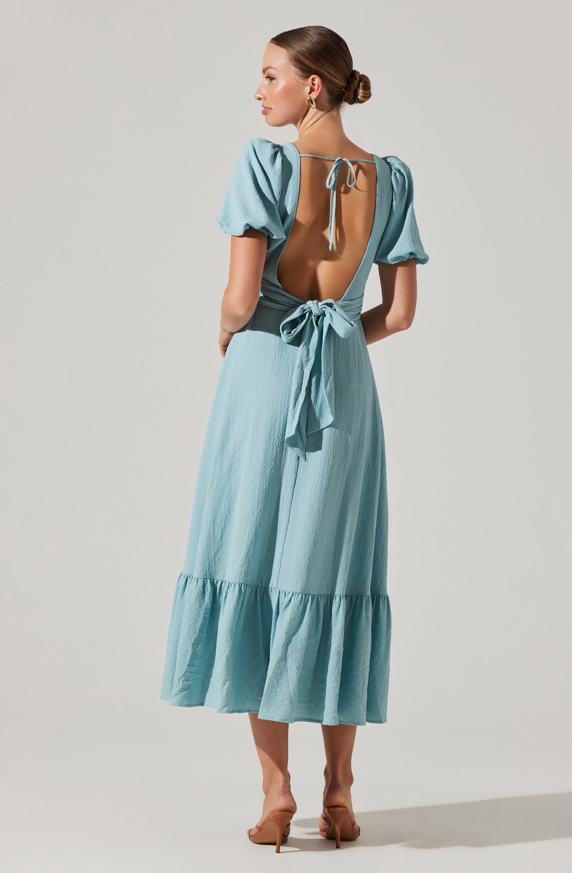 Twist Bust Tie Back Midi Dress-Aljck