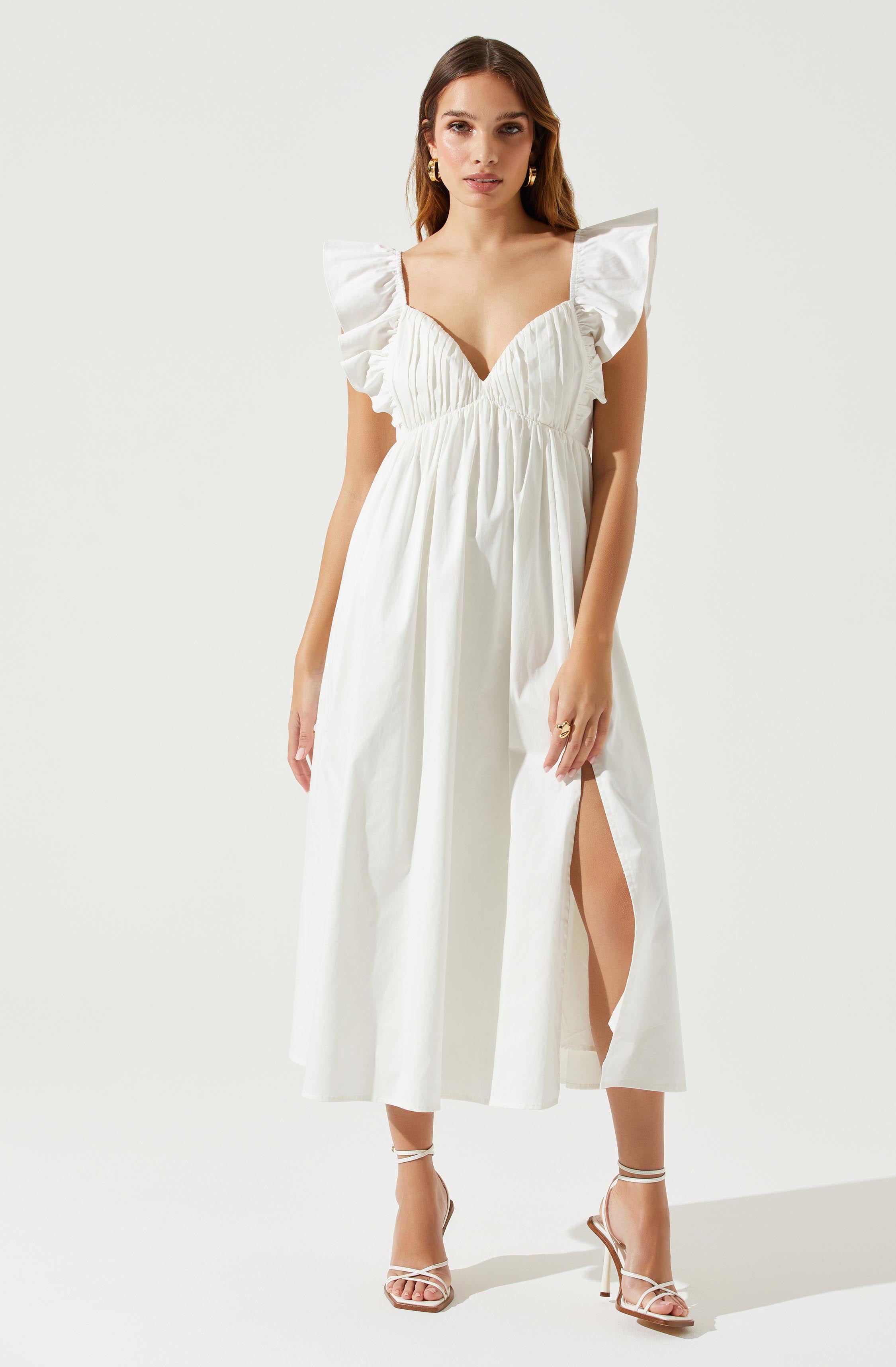 Flutter Sleeve Tie Back Maxi Dress-Aljck