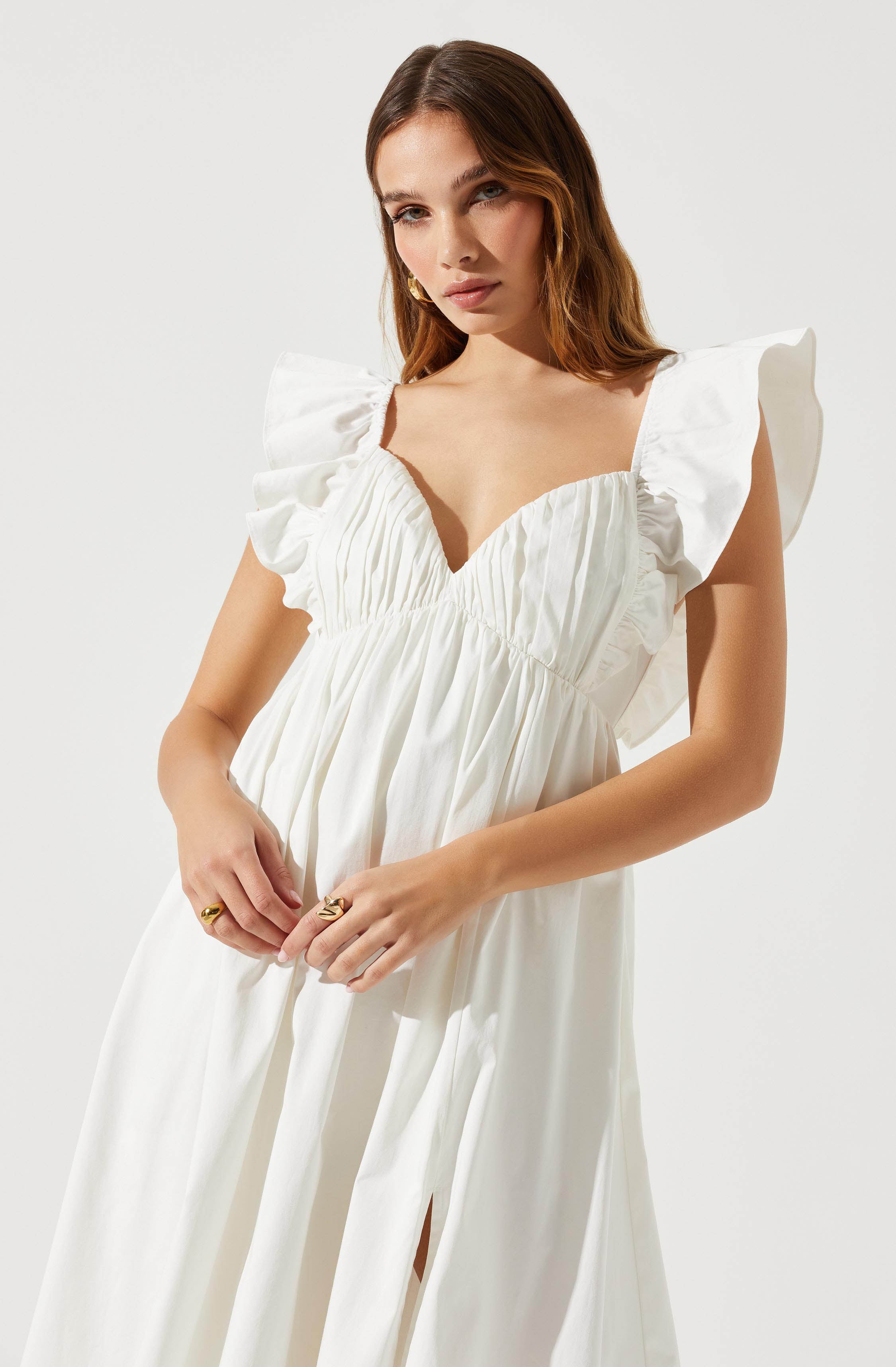 Flutter Sleeve Tie Back Maxi Dress-Aljck