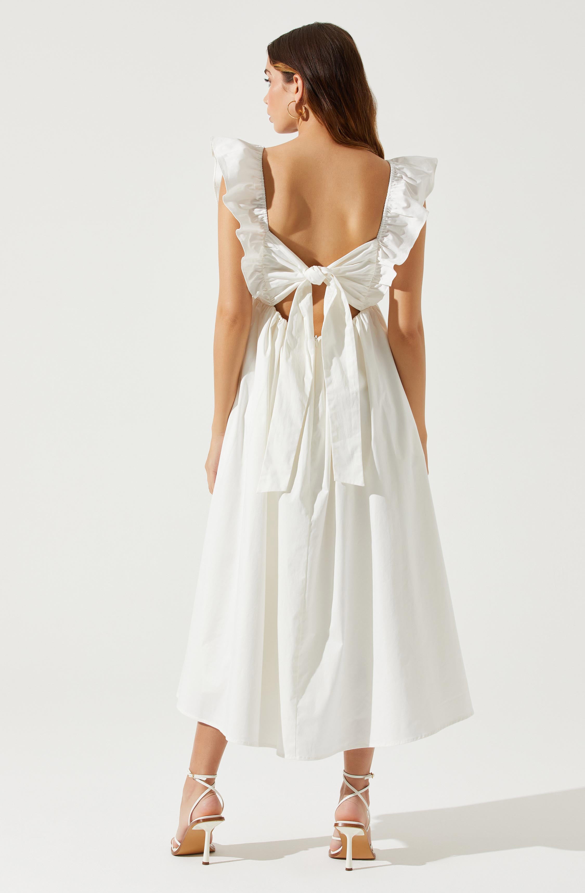 Flutter Sleeve Tie Back Maxi Dress-Aljck