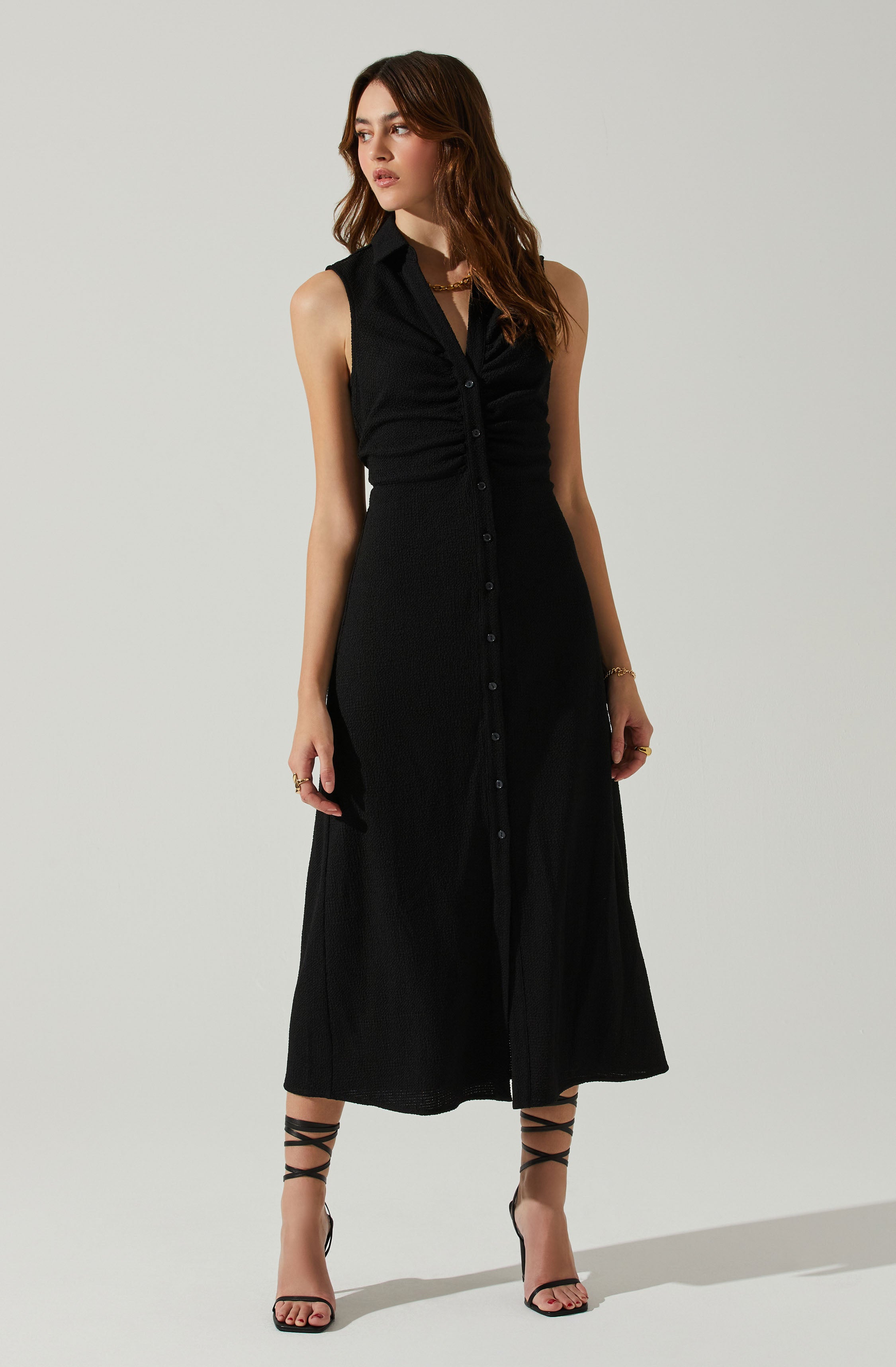 Back Cutout Sleeveless Midi Dress-Aljck