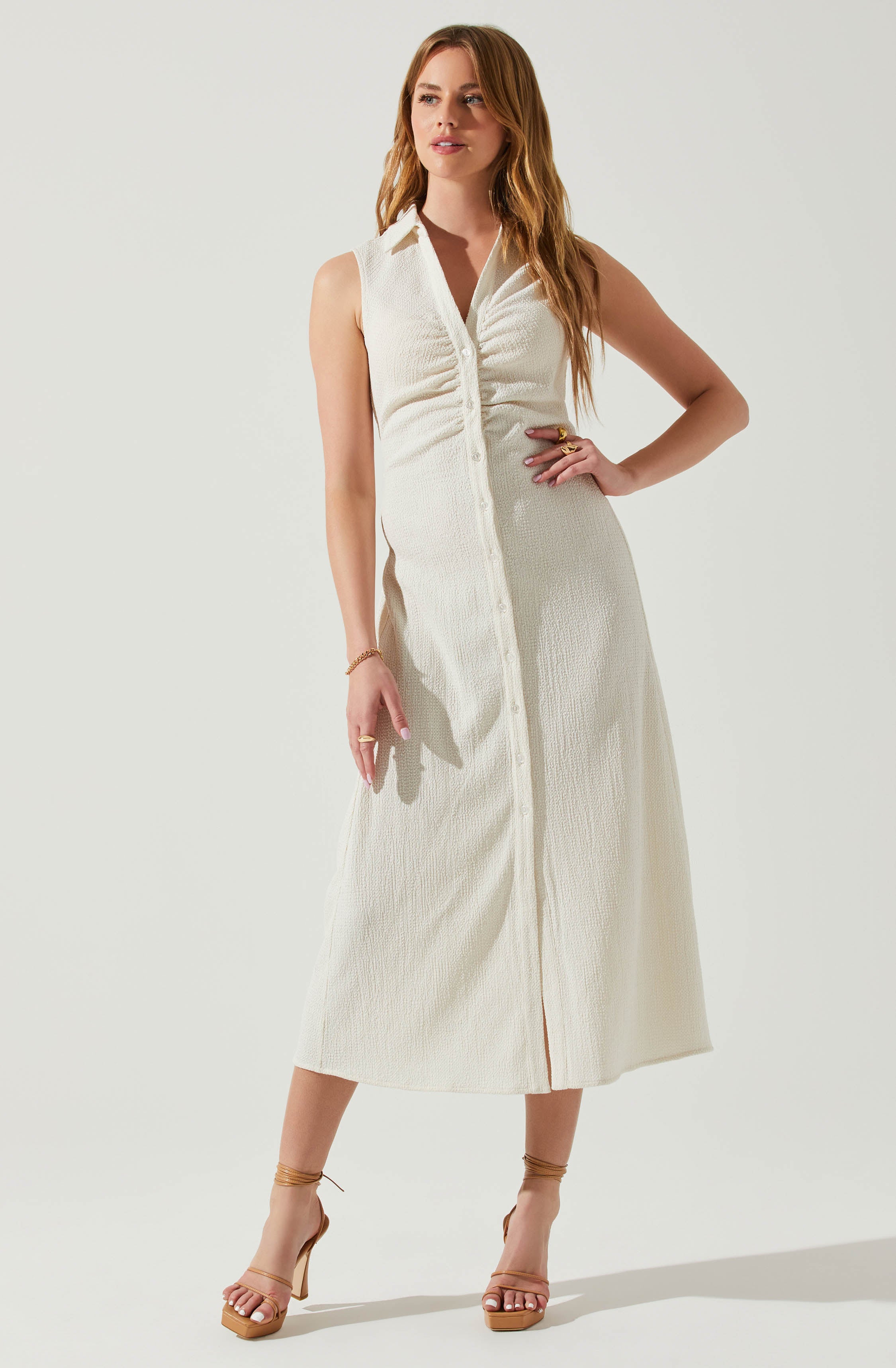 Back Cutout Sleeveless Midi Dress-Aljck
